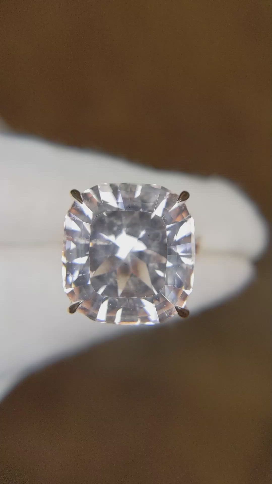 16.93 Ct. Peach Morganite and Natural Diamond Pave Ring, 14K Rose Gold Size Video