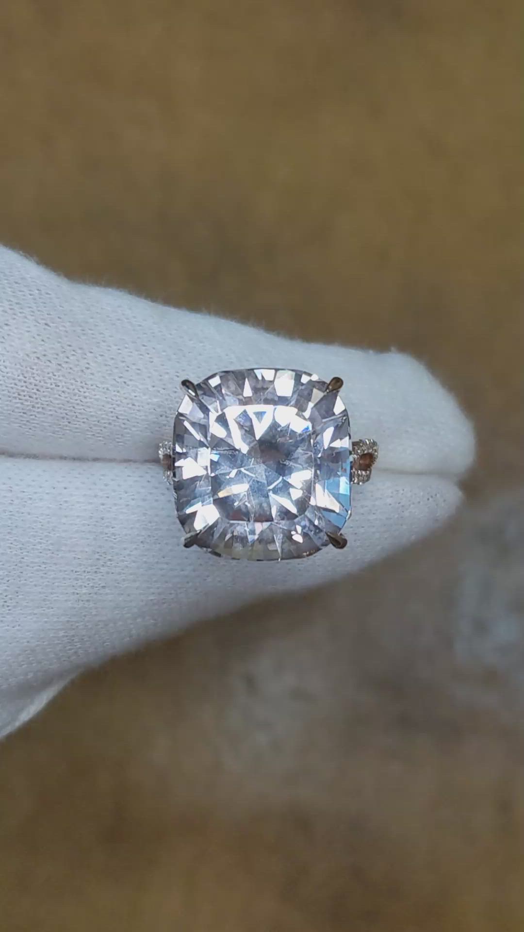 16.93 Ct. Peach Morganite and Natural Diamond Pave Ring, 14K Rose Gold Size Video