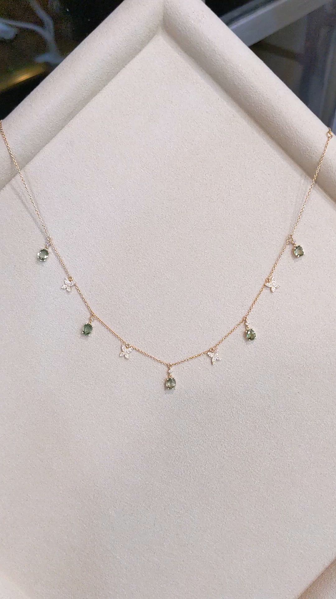 2.09 Ct. Brownish Green Peridot and Natural Diamond Pave Necklace, 14K Yellow Gold Size Video
