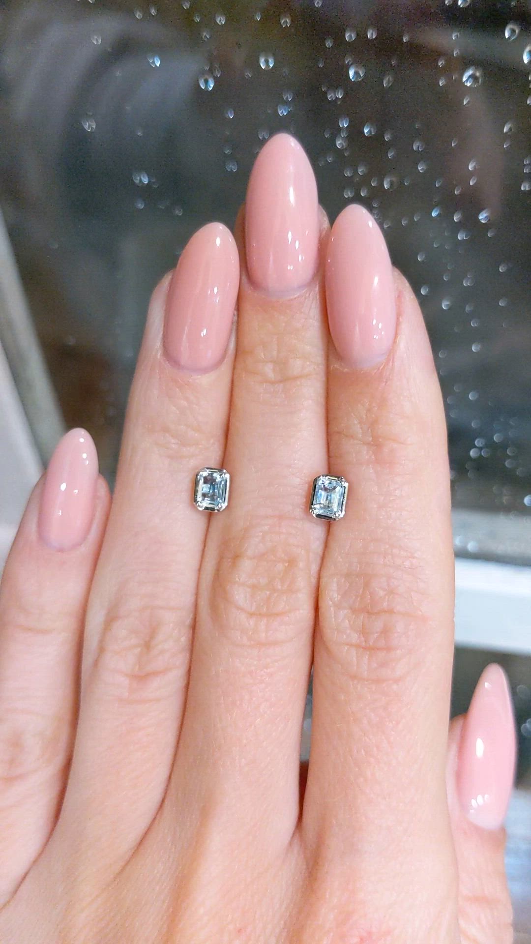 0.48 Ct.Tw.Total Carat Weight Blue Aquamarine Studs Earrings, 14K White Gold Size Video
