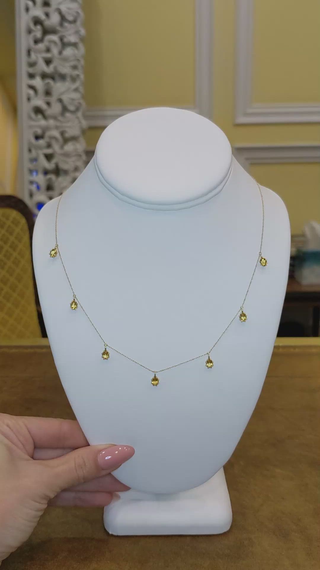 2.22 Ct. Orangish Yellow Citrine Accent Stones Necklace, 14K Yellow Gold Size Video