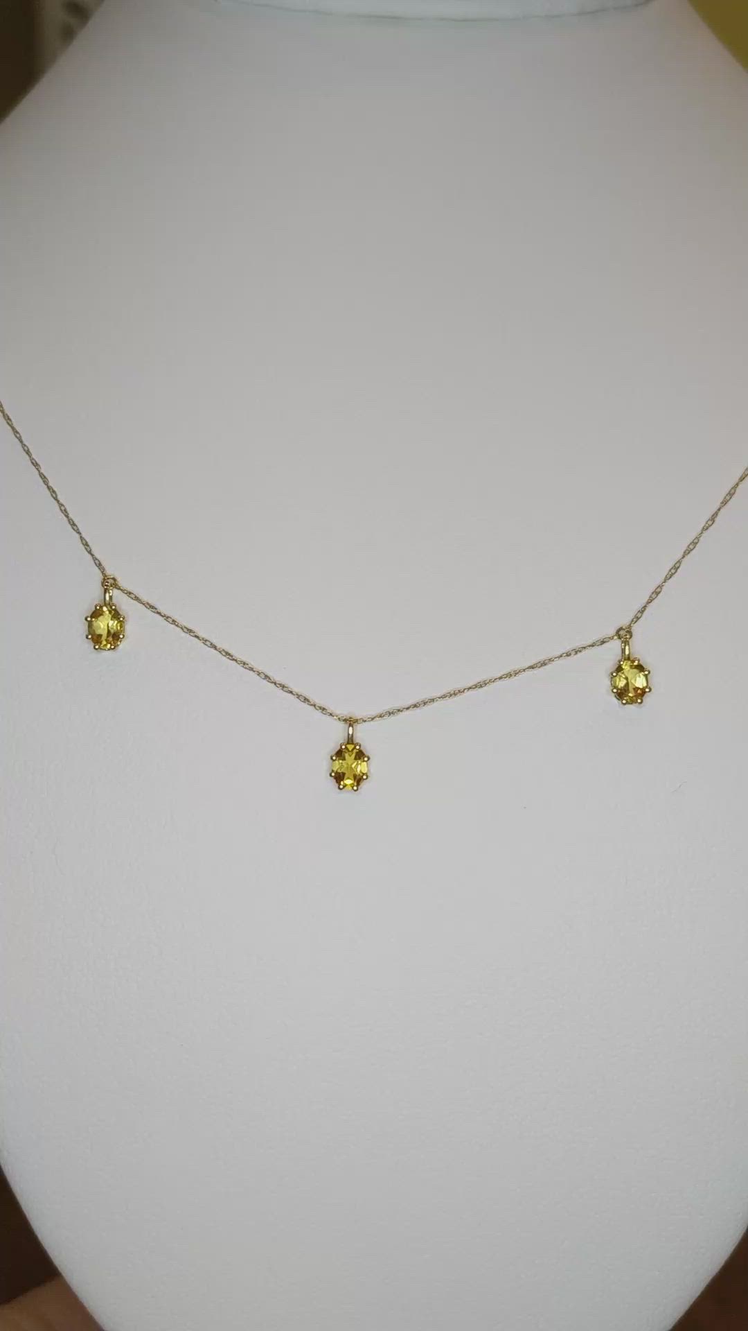 2.22 Ct. Orangish Yellow Citrine Accent Stones Necklace, 14K Yellow Gold Size Video