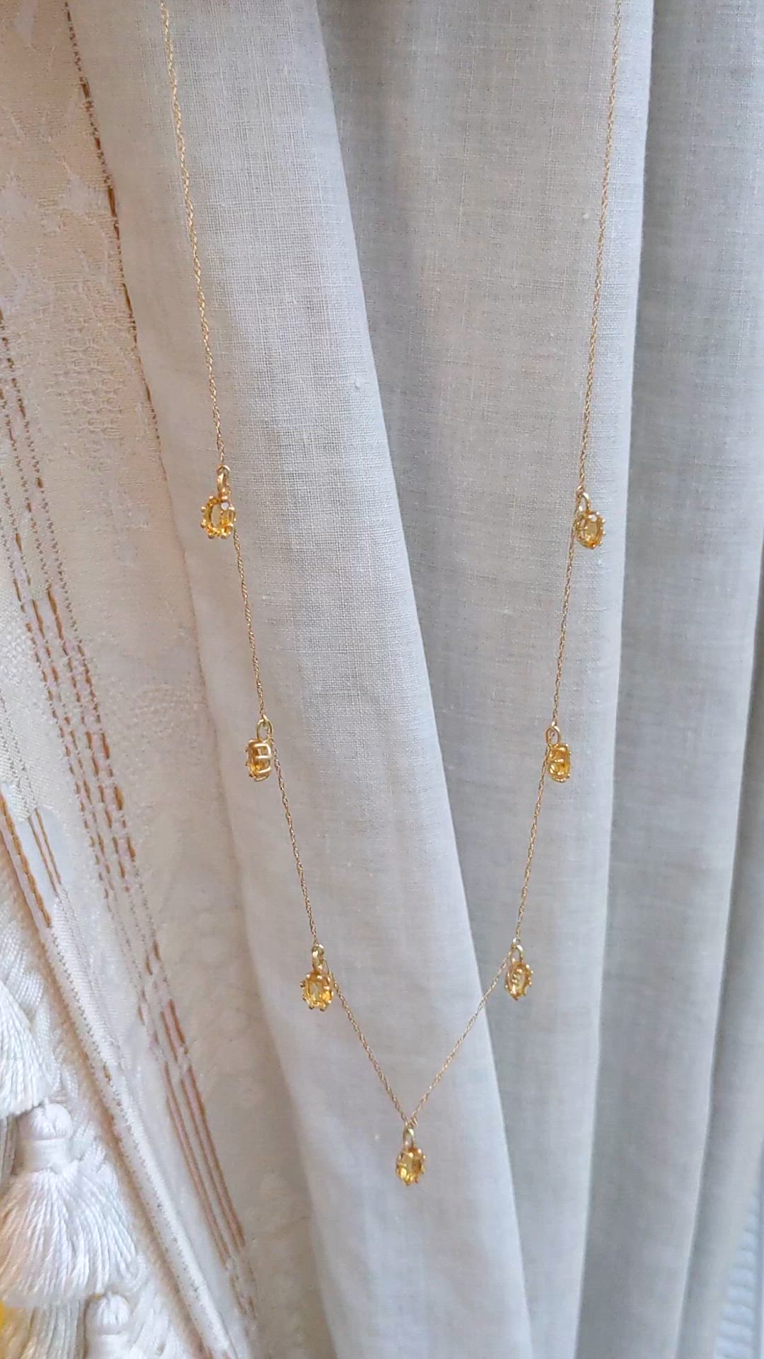 2.22 Ct. Orangish Yellow Citrine Accent Stones Necklace, 14K Yellow Gold Size Video