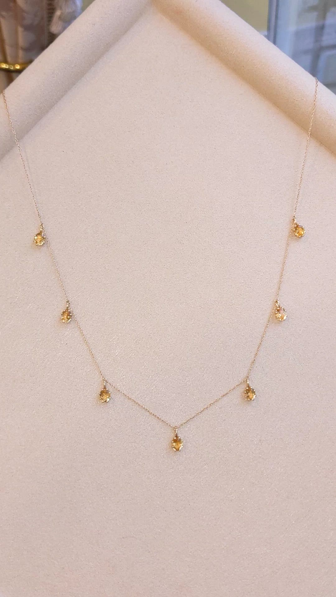 2.22 Ct. Orangish Yellow Citrine Accent Stones Necklace, 14K Yellow Gold Size Video