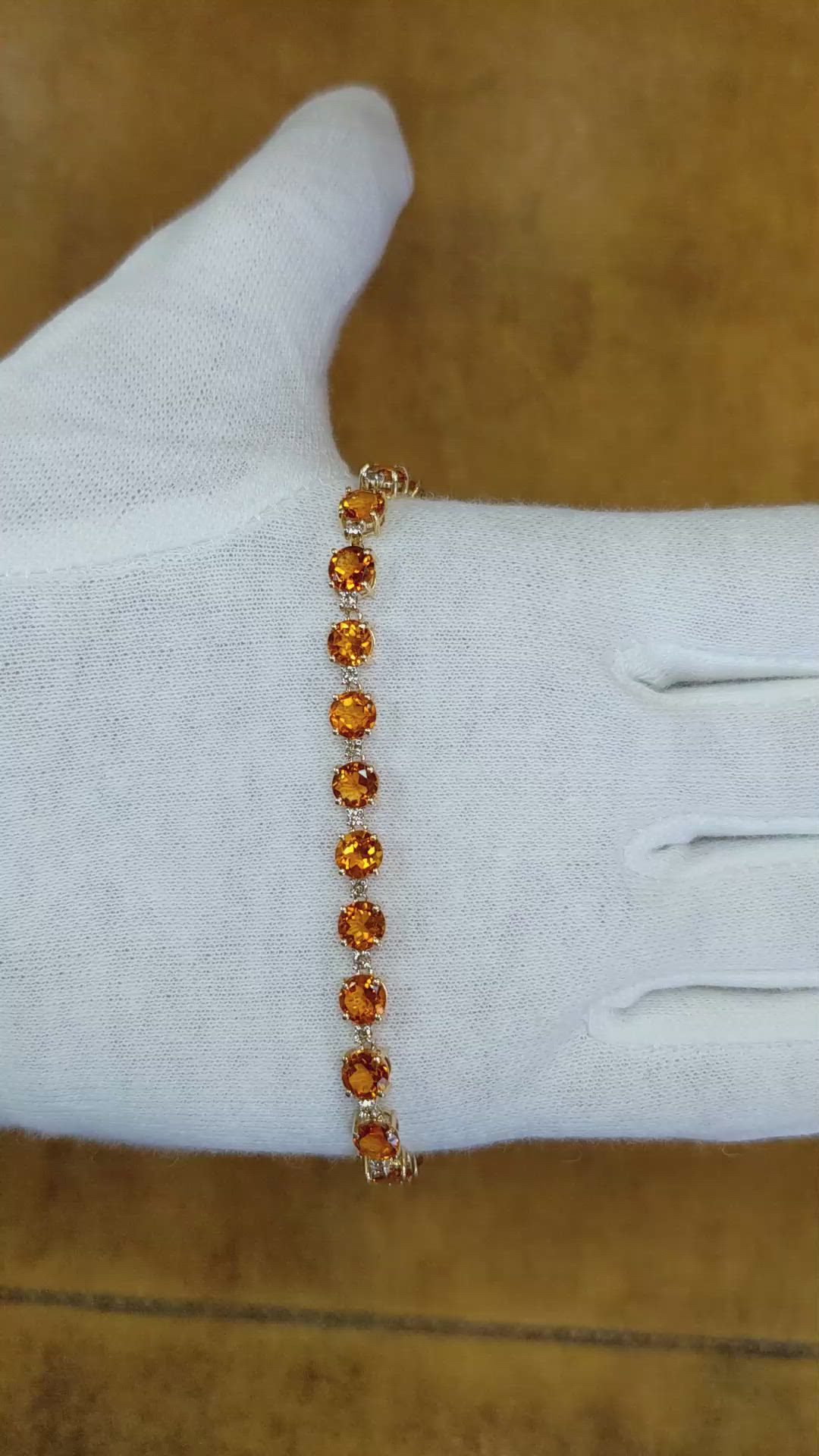 7.55&nbsp;Ct.Tw.Total Carat Weight Orange Citrine Accent Stones Bracelet, 14K Yellow Gold Size Video