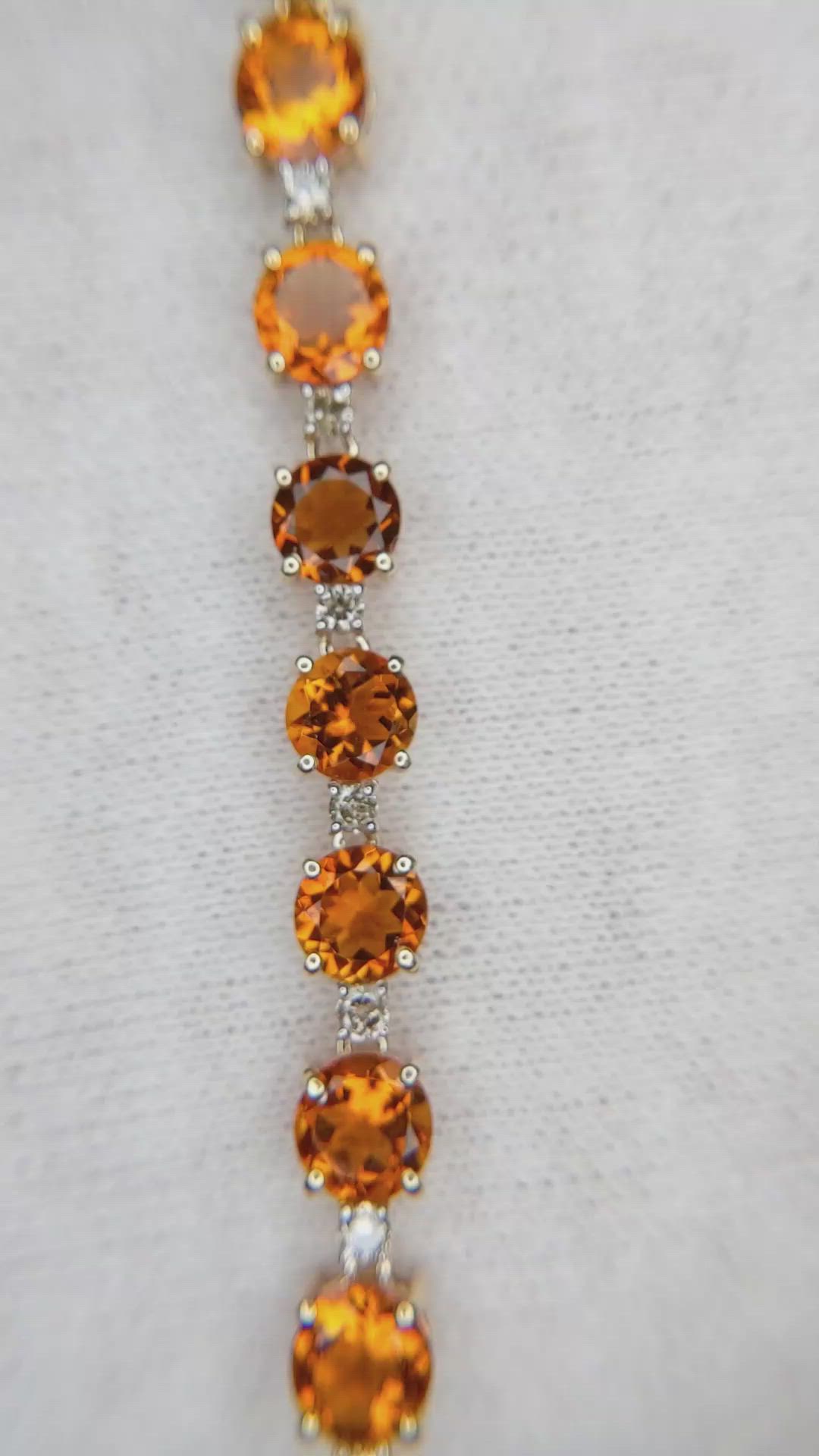 7.55&nbsp;Ct.Tw.Total Carat Weight Orange Citrine Accent Stones Bracelet, 14K Yellow Gold Size Video
