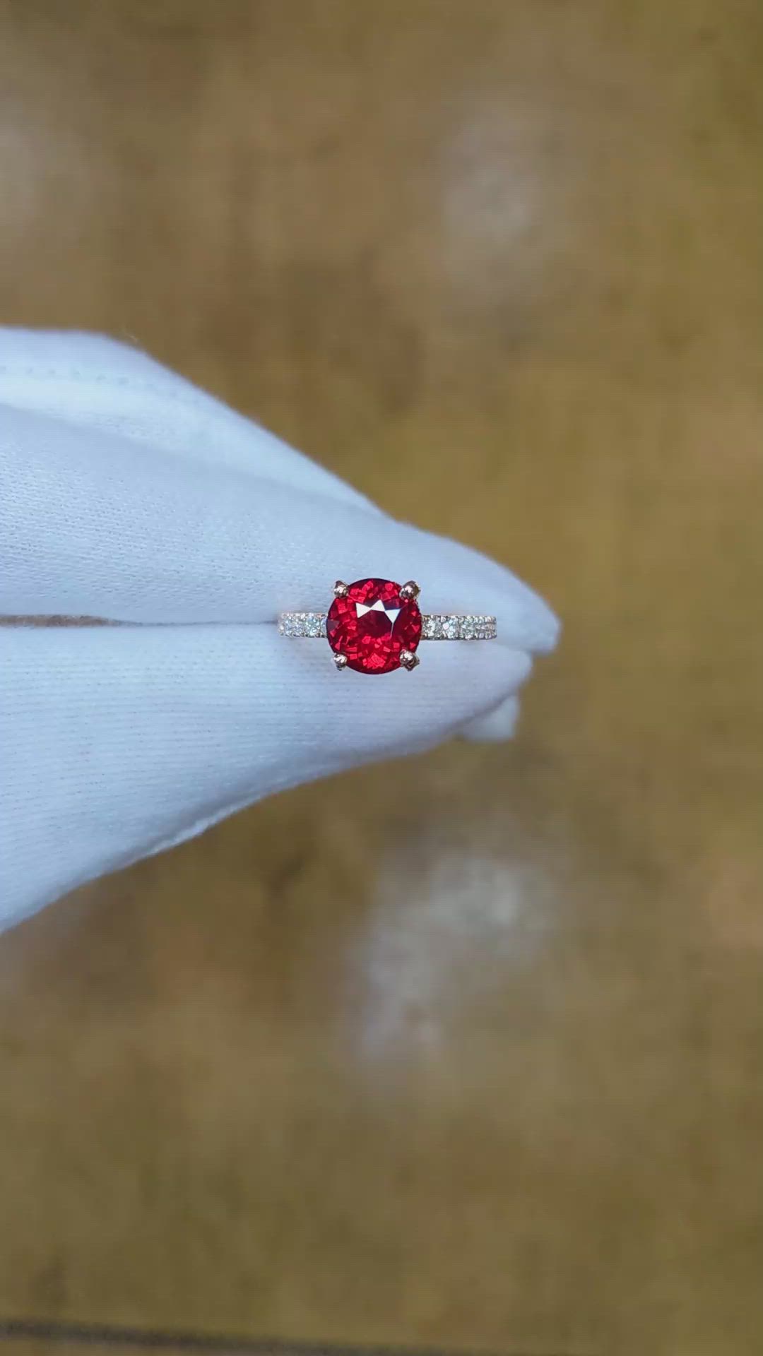 1.85 Ct. Purplish Red Garnet and Natural Diamond Pave Ring, 14K Rose Gold Size Video