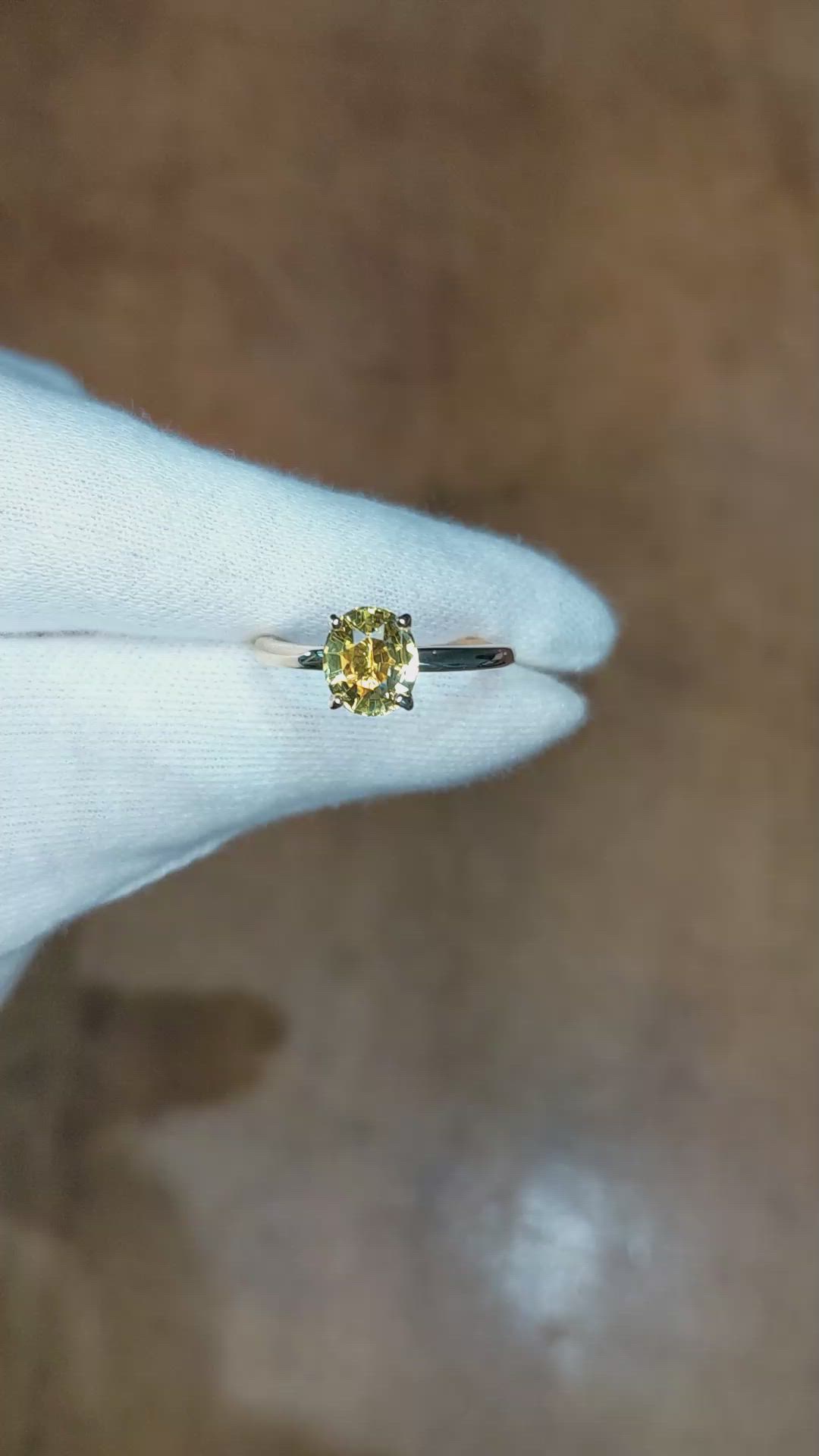 1.48 Ct. Yellowish Green Chrysoberyl Solitaire Ring, 14K Yellow Gold Size Video