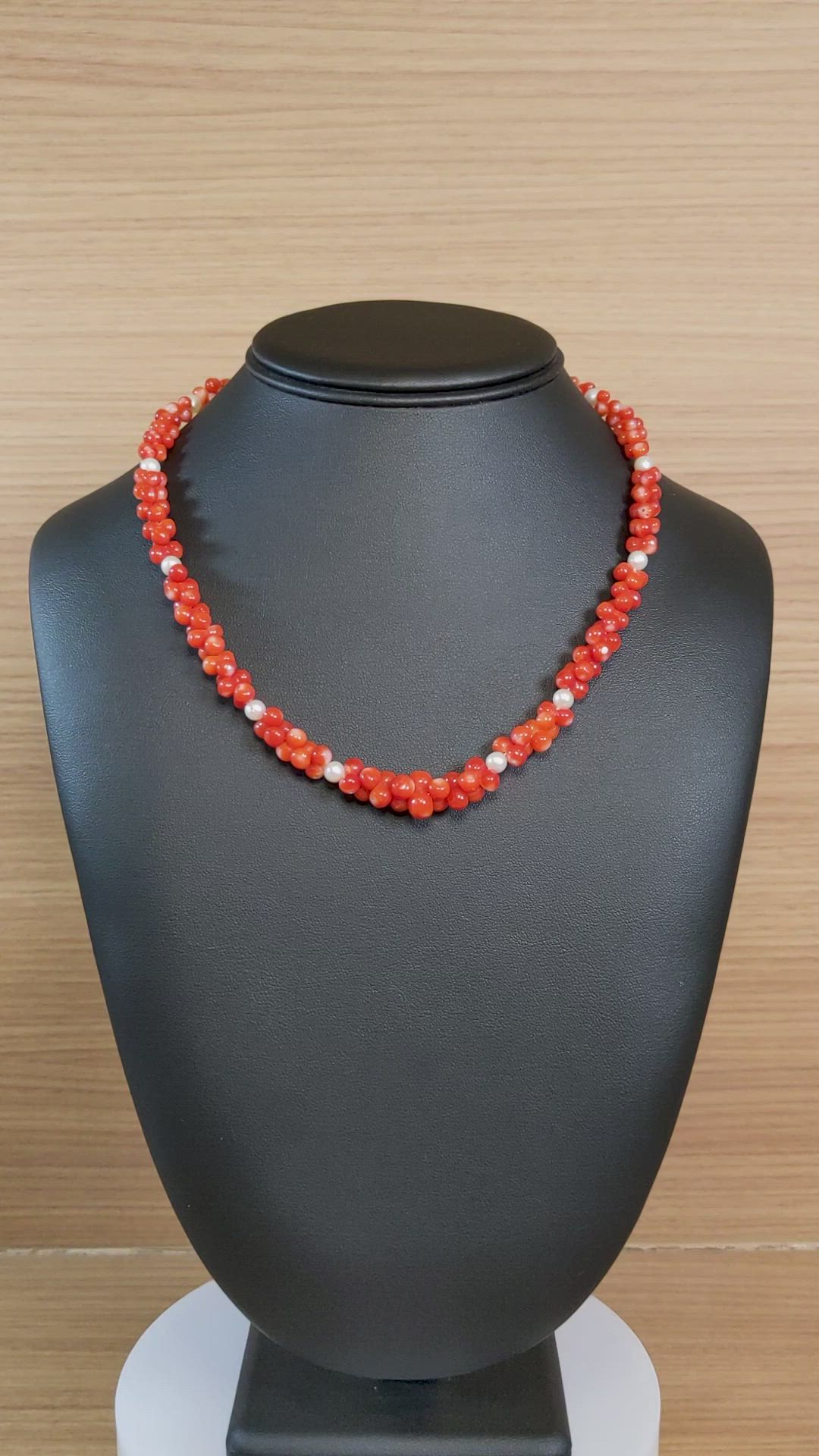 156.95 Ct. Red Coral and White Freshwater Pearl Multi Stone Necklace, 18K Yellow Gold Size Video