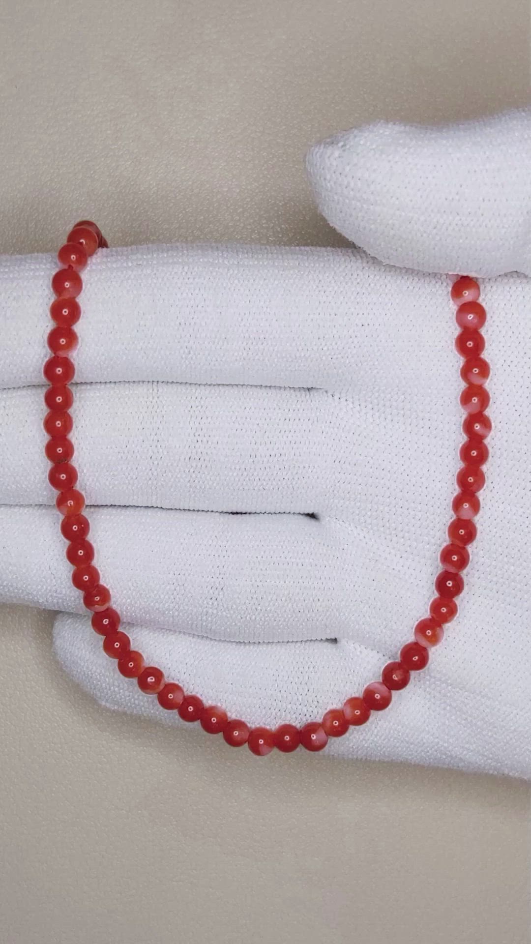 40.70 Ct. Red Coral Multi Stone Necklace, 18K Yellow Gold Size Video