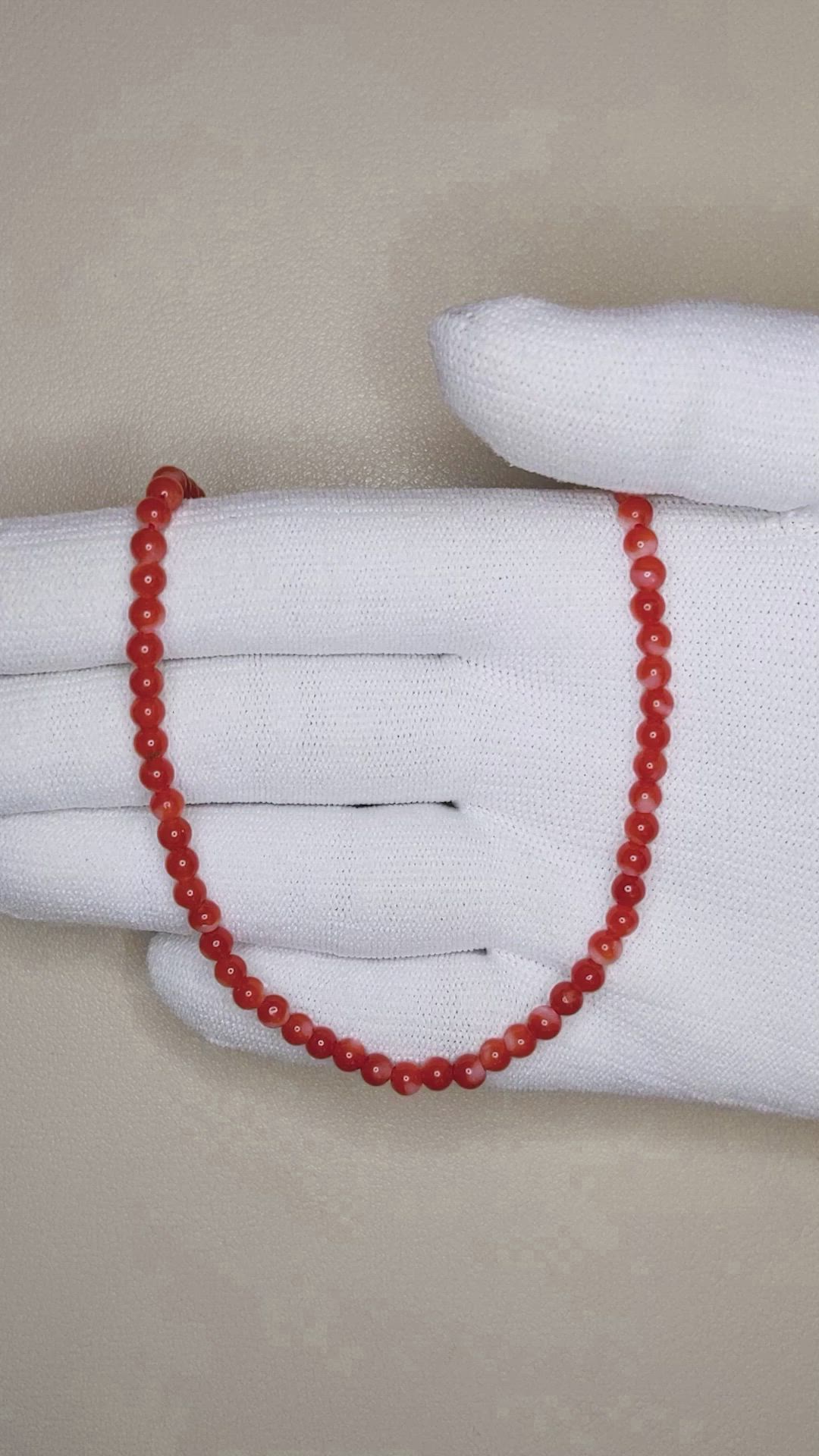 40.70 Ct. Red Coral Multi Stone Necklace, 18K Yellow Gold Size Video