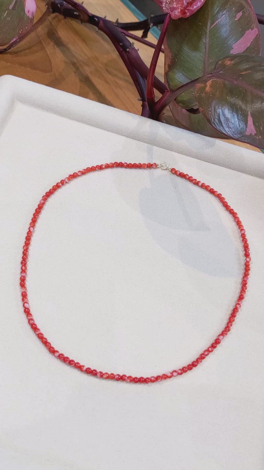 40.70 Ct. Red Coral Multi Stone Necklace, 18K Yellow Gold Size Video