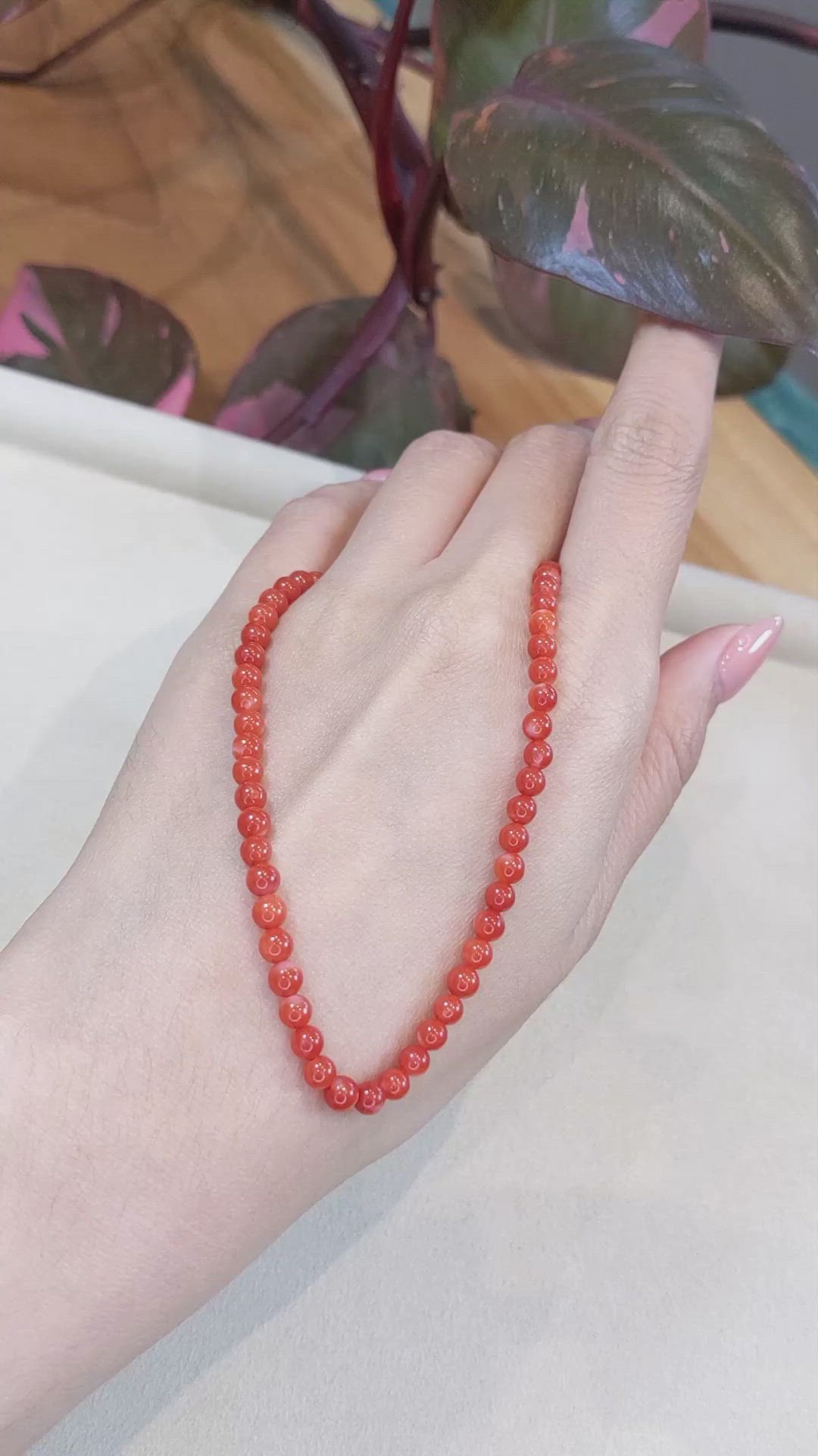 57.05 Ct. Red Coral Multi Stone Necklace, 18K Yellow Gold Size Video