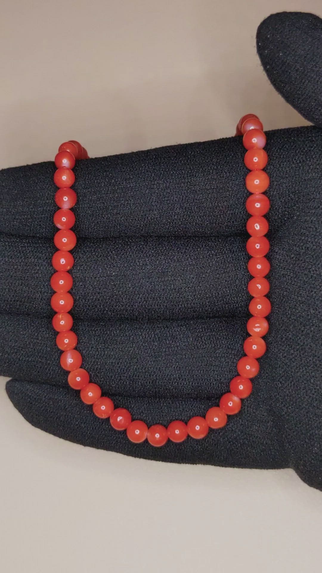 57.05 Ct. Red Coral Multi Stone Necklace, 18K Yellow Gold Size Video
