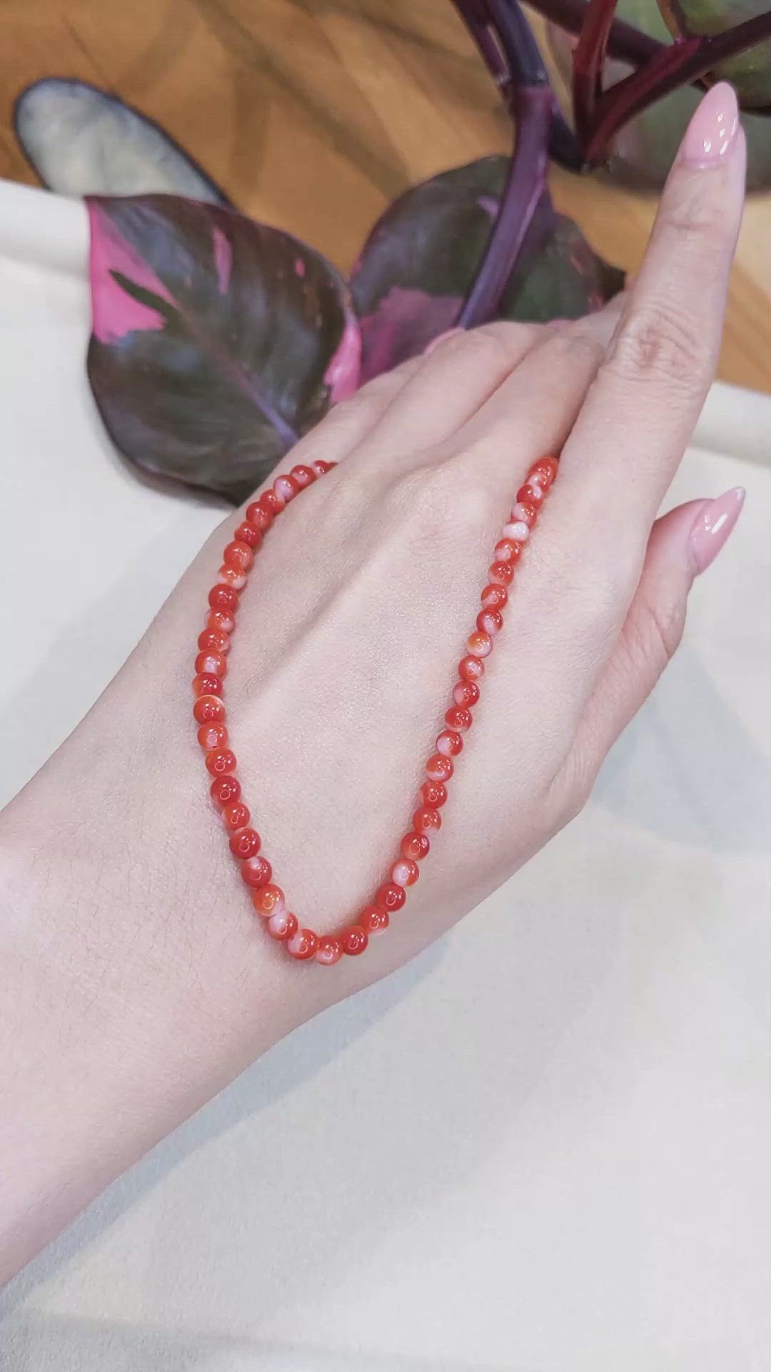 52.50 Ct. Red Coral Multi Stone Necklace, 18K White Gold Size Video