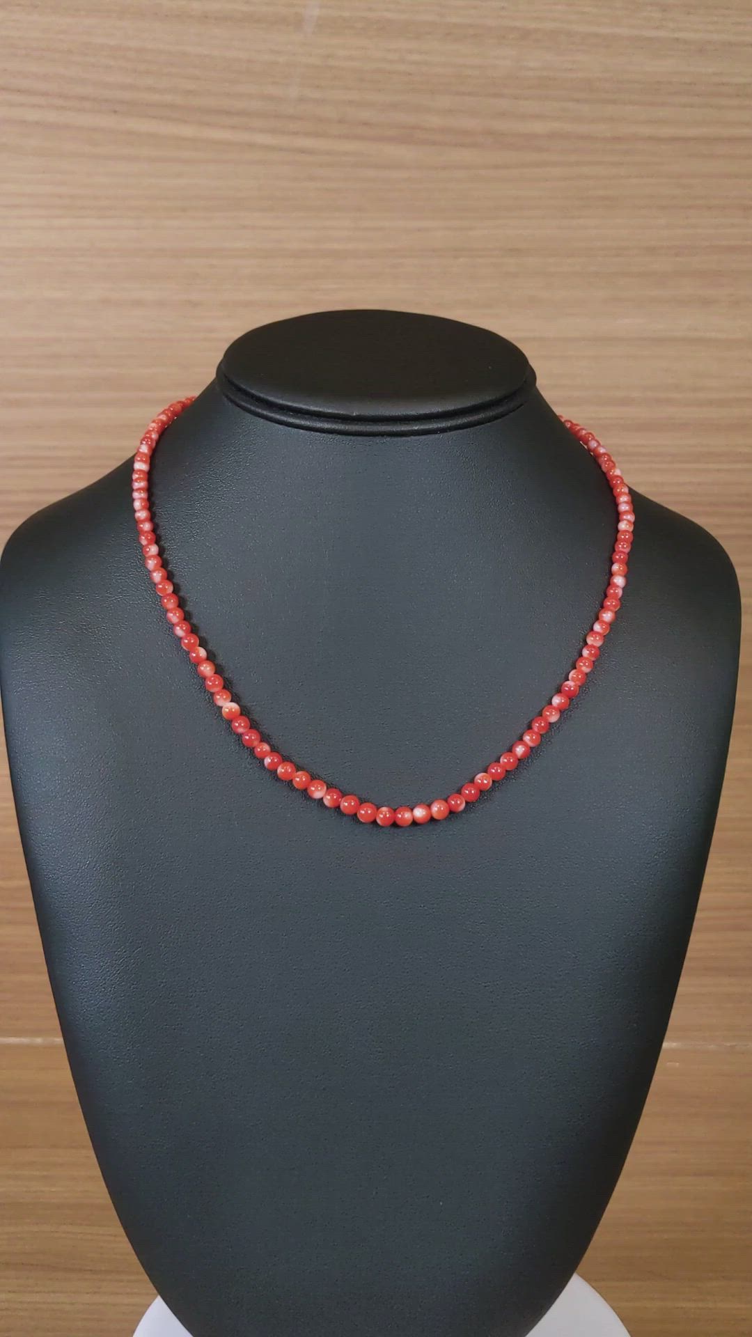 52.50 Ct. Red Coral Multi Stone Necklace, 18K White Gold Size Video