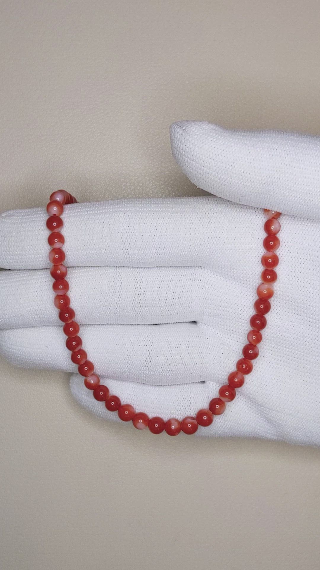 52.50 Ct. Red Coral Multi Stone Necklace, 18K White Gold Size Video