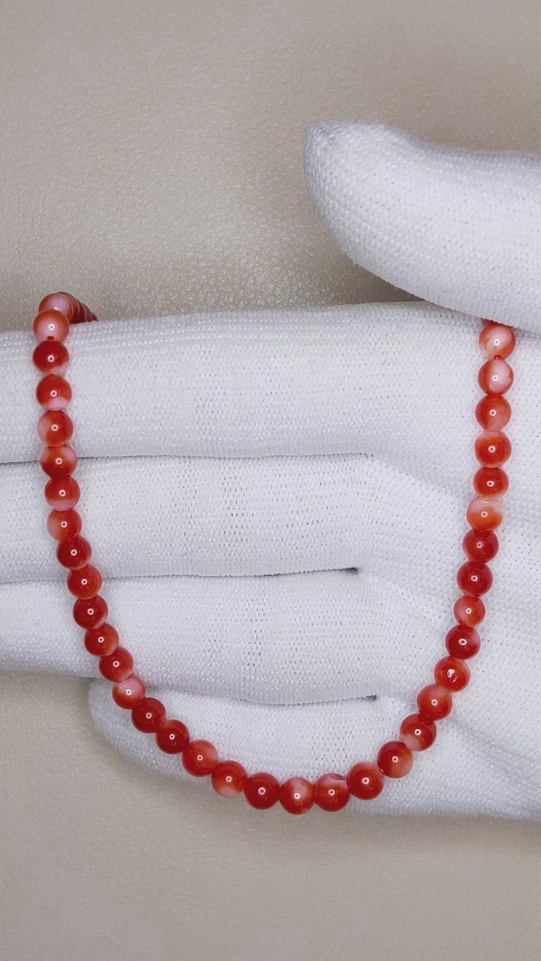 52.50 Ct. Red Coral Multi Stone Necklace, 18K White Gold Size Video