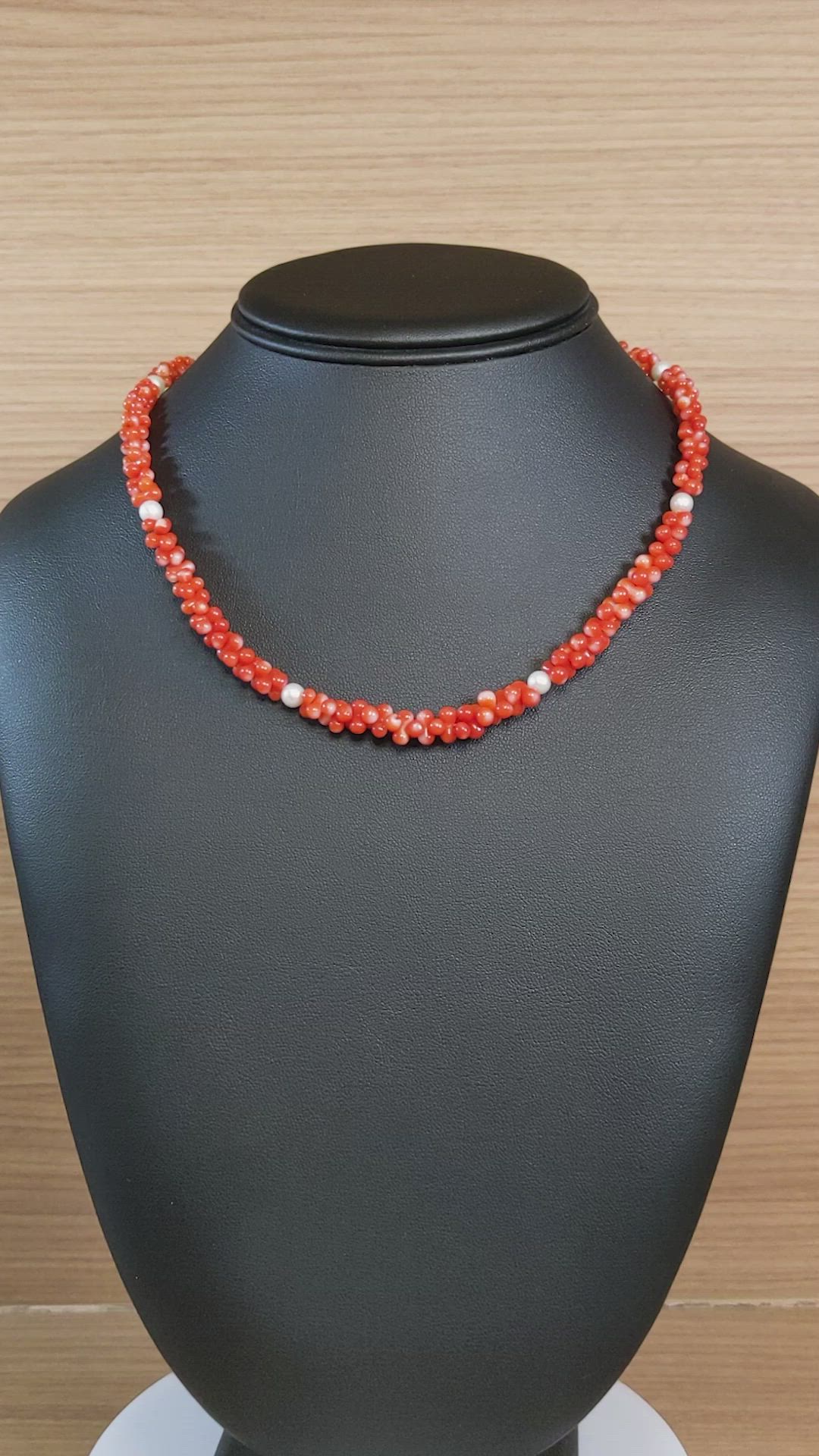99.65 Ct. Red Coral and White Freshwater Pearl Multi Stone Necklace, 18K Yellow Gold Size Video