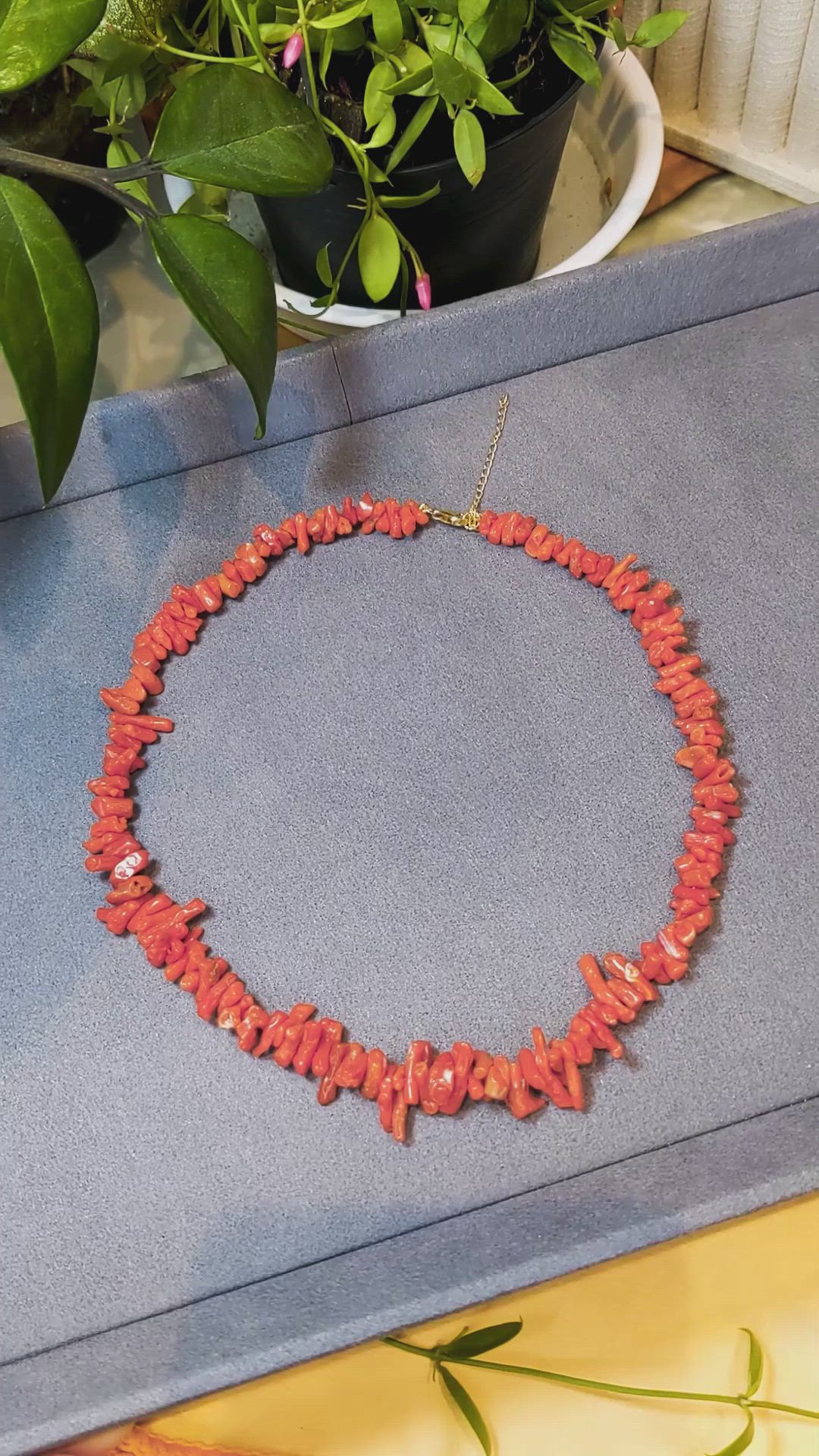 121.38 Ct. Red Coral Multi Stone Necklace, 18K Yellow Gold Size Video