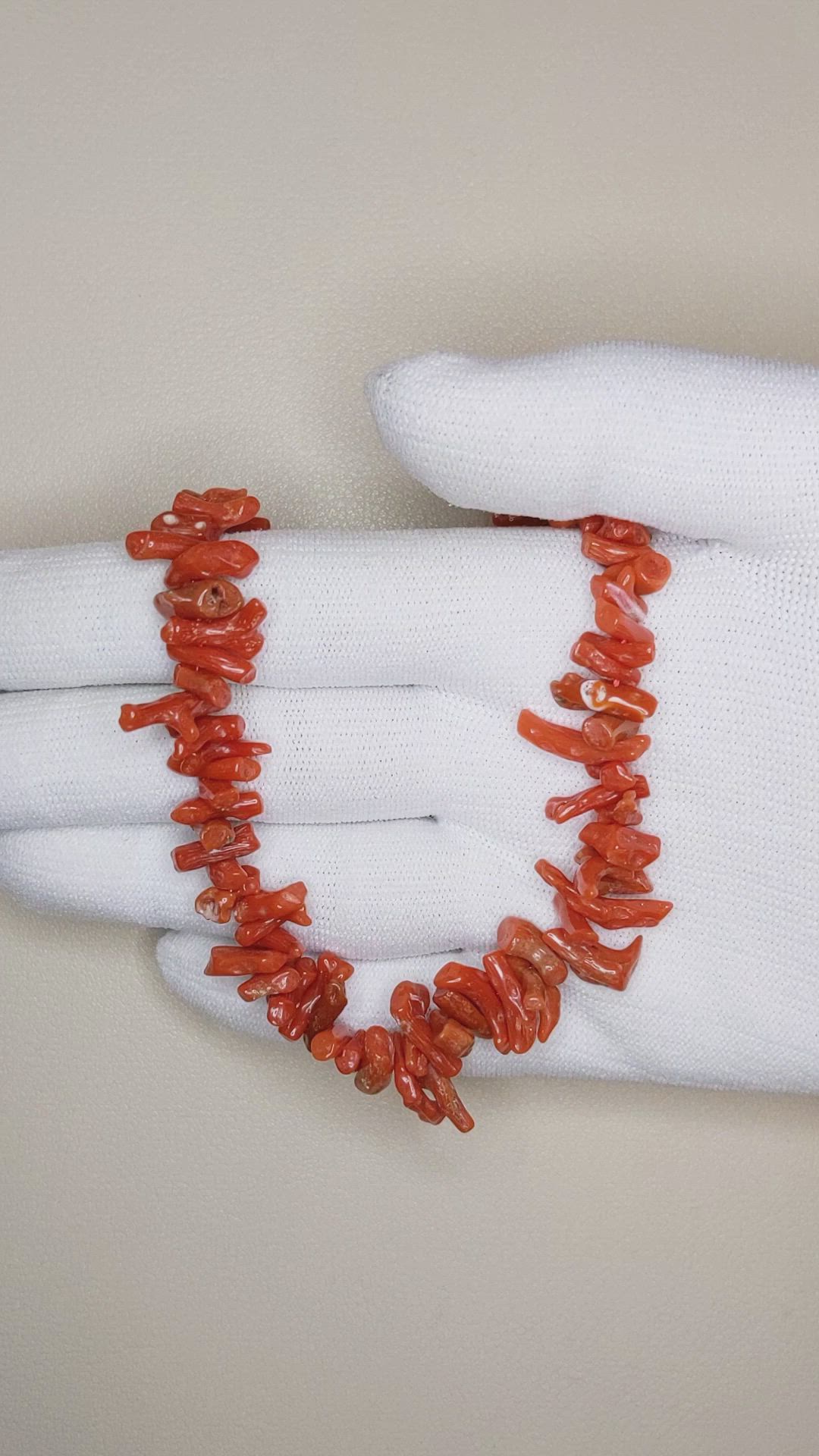 121.38 Ct. Red Coral Multi Stone Necklace, 18K Yellow Gold Size Video