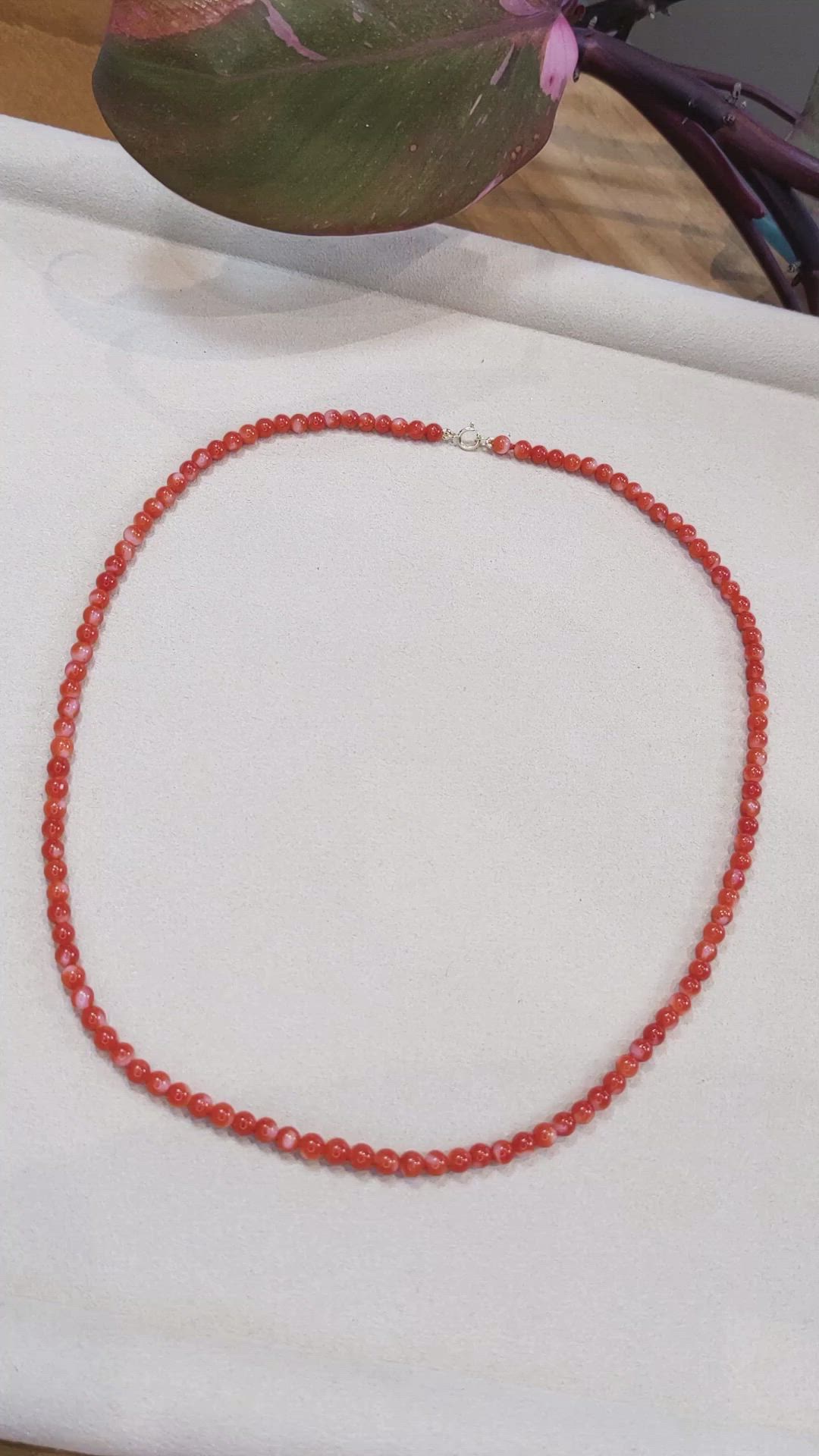 52.85 Ct. Red Coral Multi Stone Necklace, 18K Yellow Gold Size Video