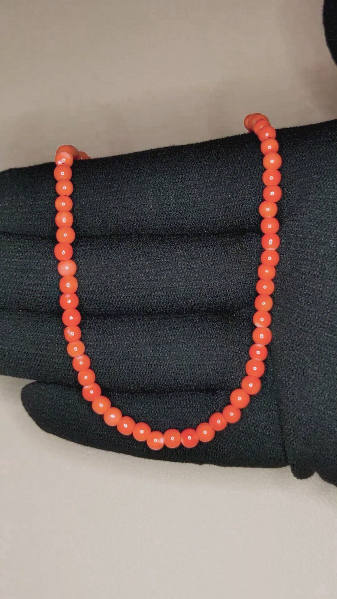 38.11 Ct. Salmon (Orange) Coral Multi Stone Necklace, 18K White Gold Size Video
