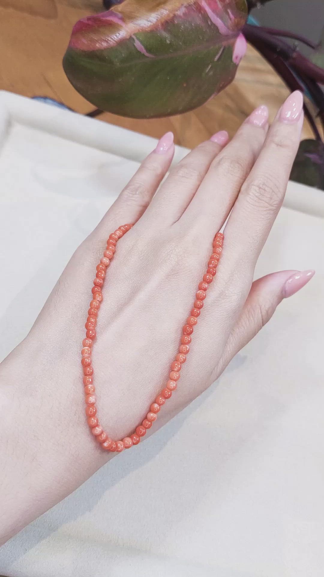 38.11 Ct. Salmon (Orange) Coral Multi Stone Necklace, 18K White Gold Size Video