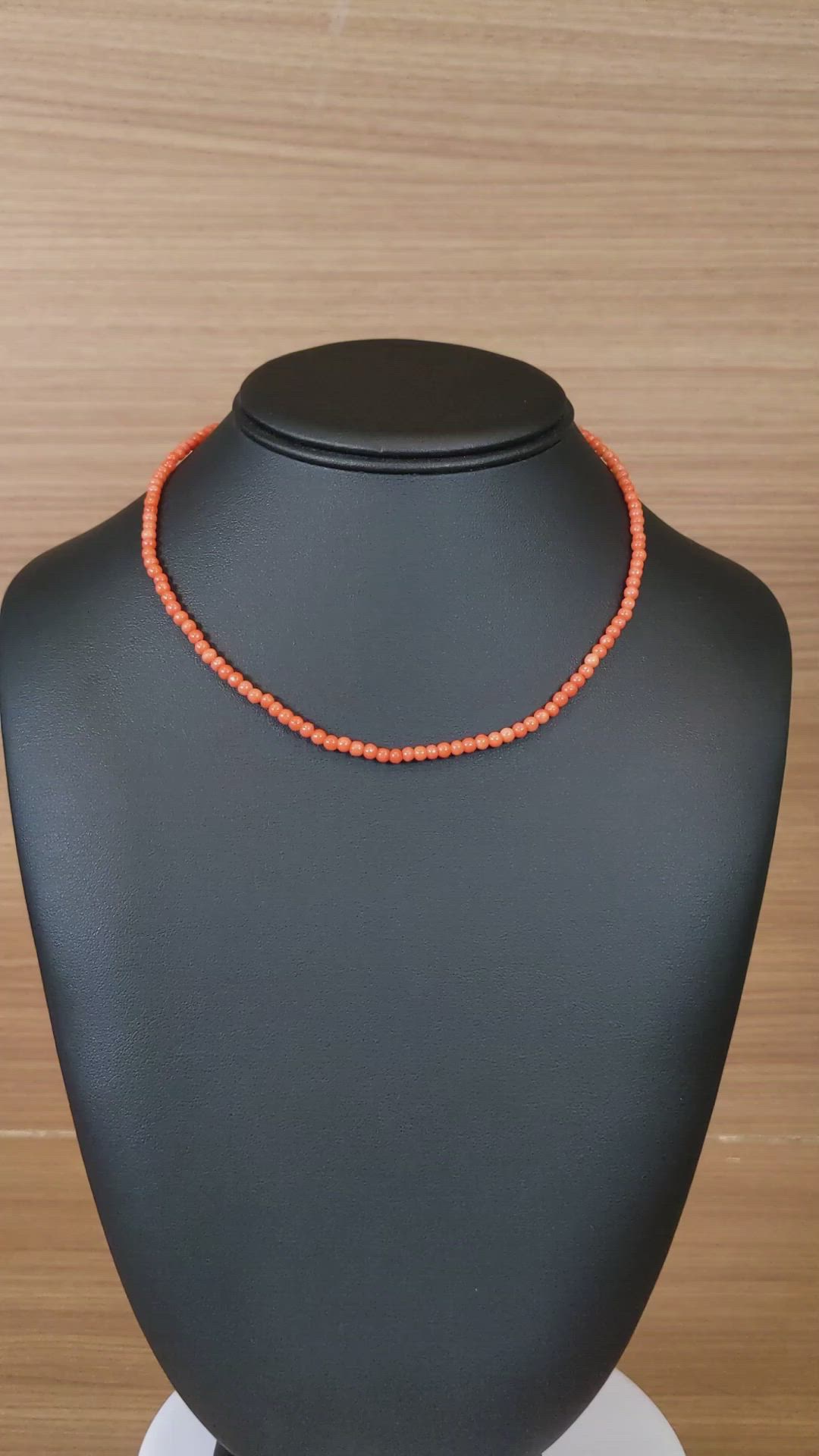 40.16 Ct. Salmon (Orange) Coral Multi Stone Necklace, 18K Yellow Gold Size Video