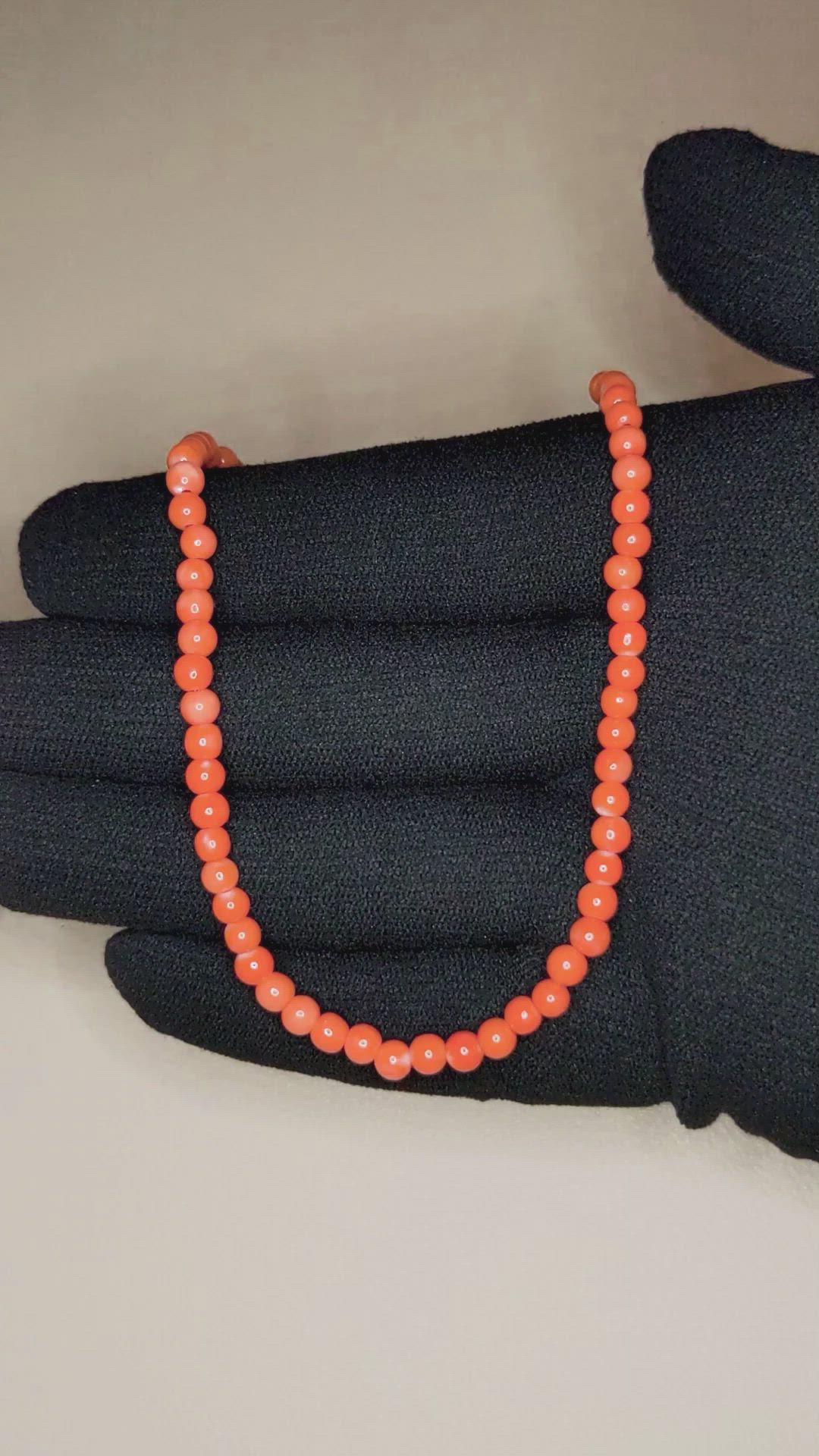 40.16 Ct. Salmon (Orange) Coral Multi Stone Necklace, 18K Yellow Gold Size Video