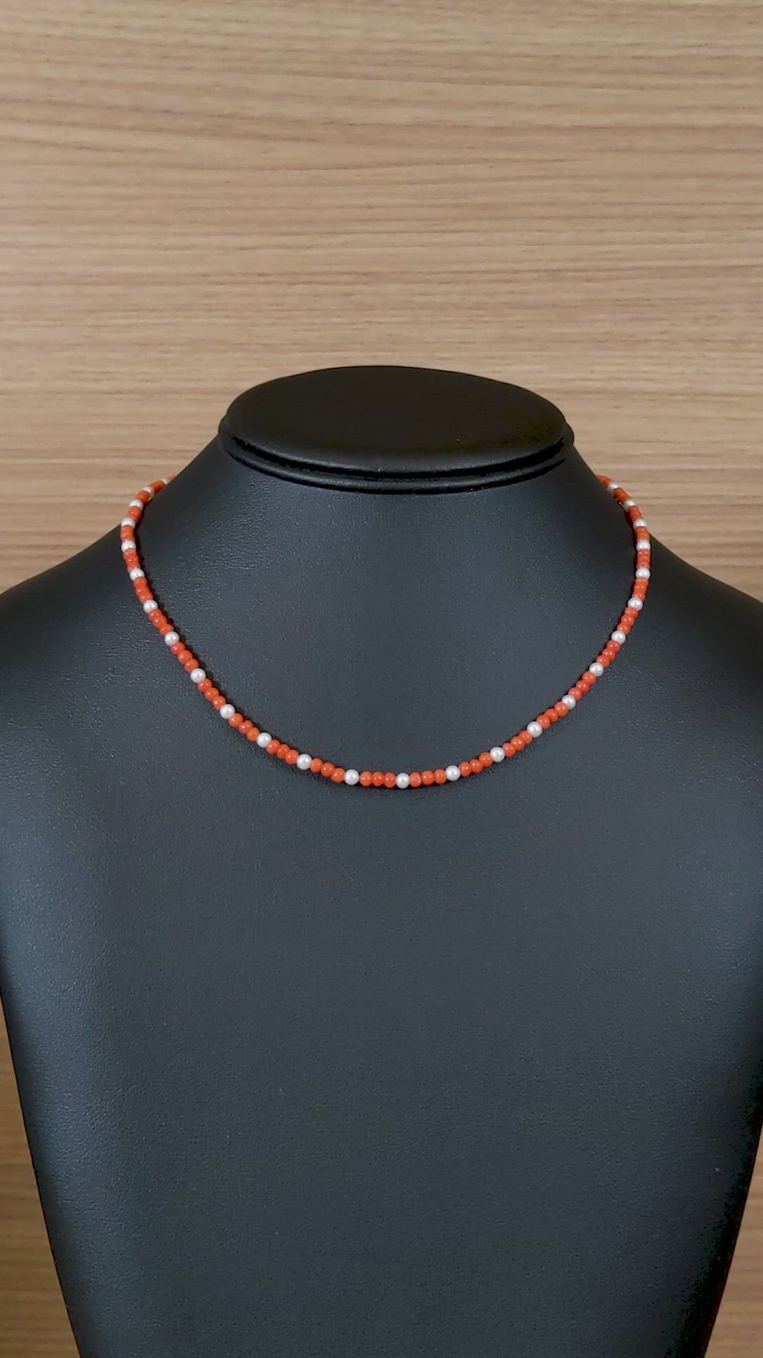 15.85 Ct. Salmon (Orange) Coral and White Freshwater Pearl Multi Stone Necklace, 18K Yellow Gold Size Video