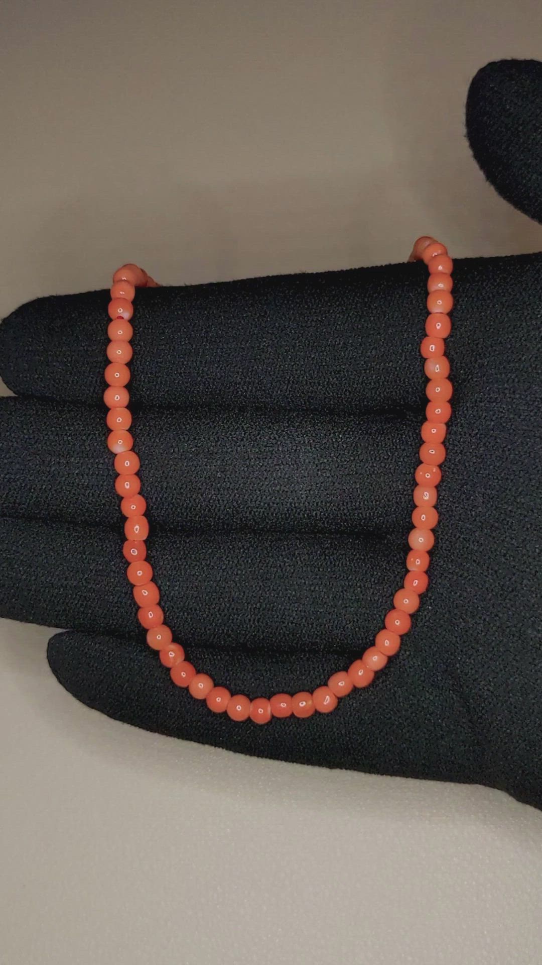 31.61 Ct. Salmon (Orange) Coral Multi Stone Necklace, 18K Yellow Gold Size Video
