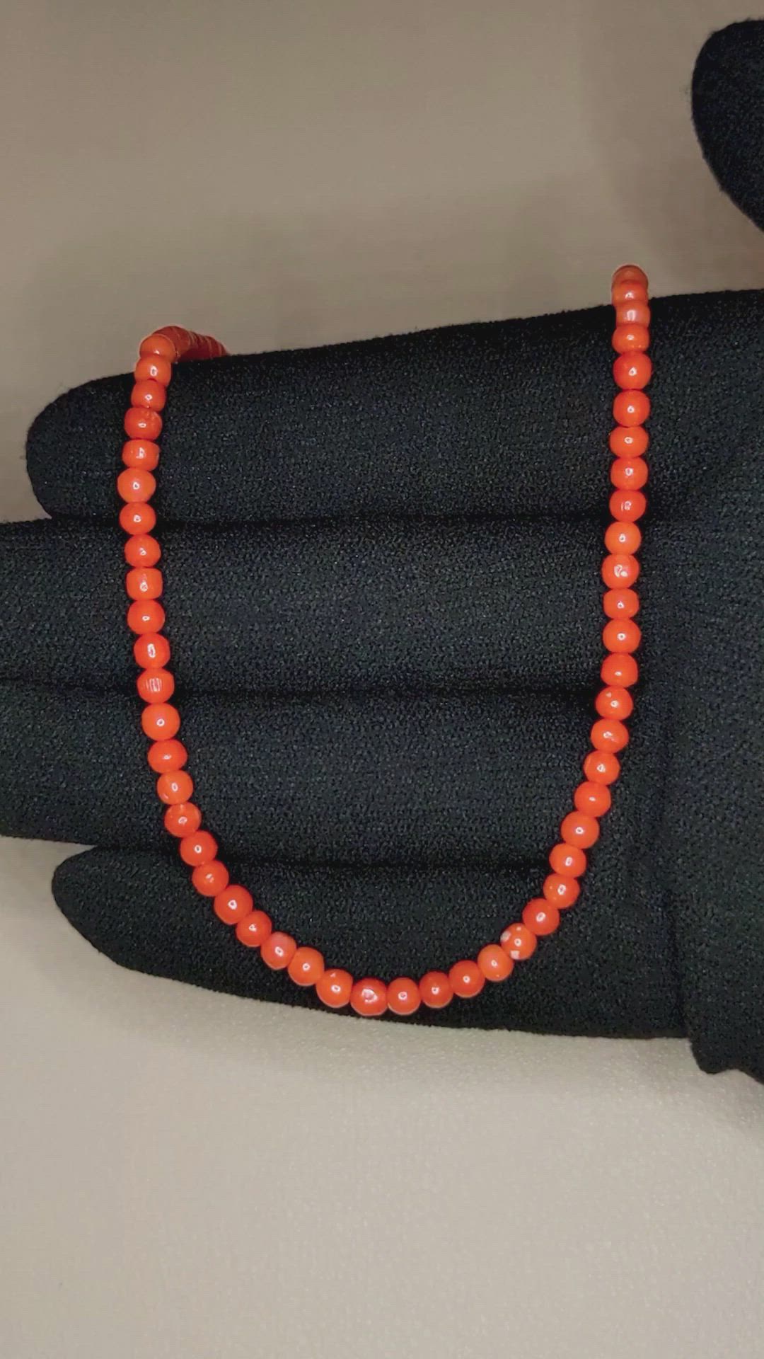 36.93 Ct. Salmon (Orange) Coral Multi Stone Necklace, 18K Yellow Gold Size Video