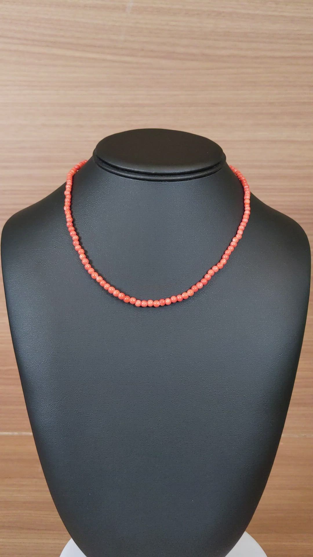 37.80 Ct. Salmon (Orange) Coral Multi Stone Necklace, 18K Yellow Gold Size Video