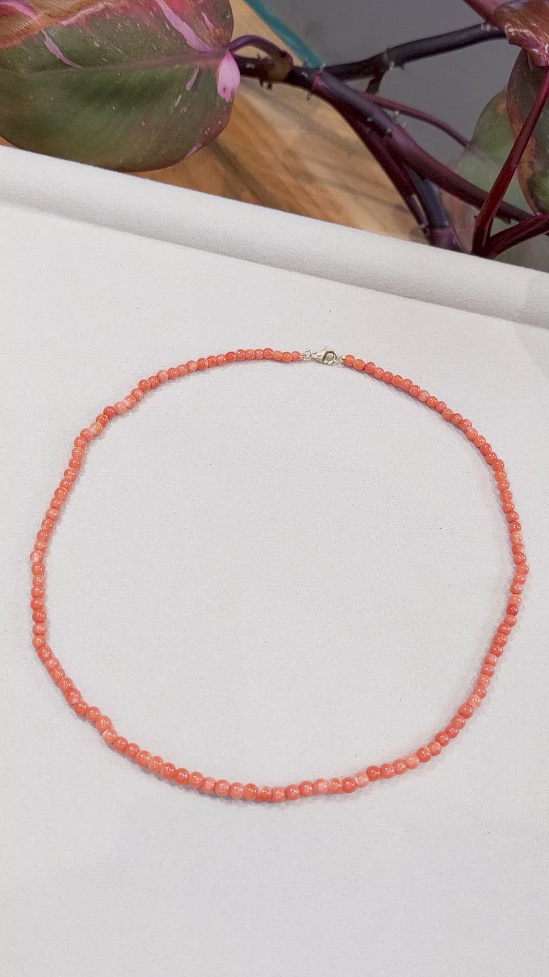 37.80 Ct. Salmon (Orange) Coral Multi Stone Necklace, 18K Yellow Gold Size Video