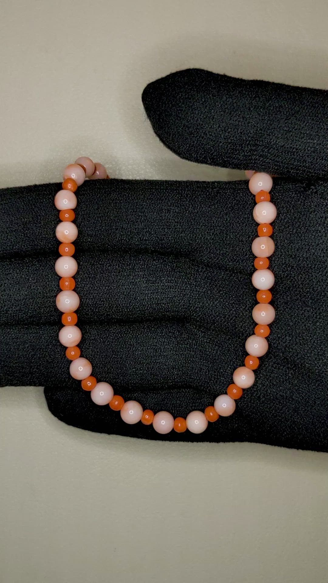 36.02 Ct. Salmon (Orangish Red) Coral Multi Stone Necklace, 18K Yellow Gold Size Video