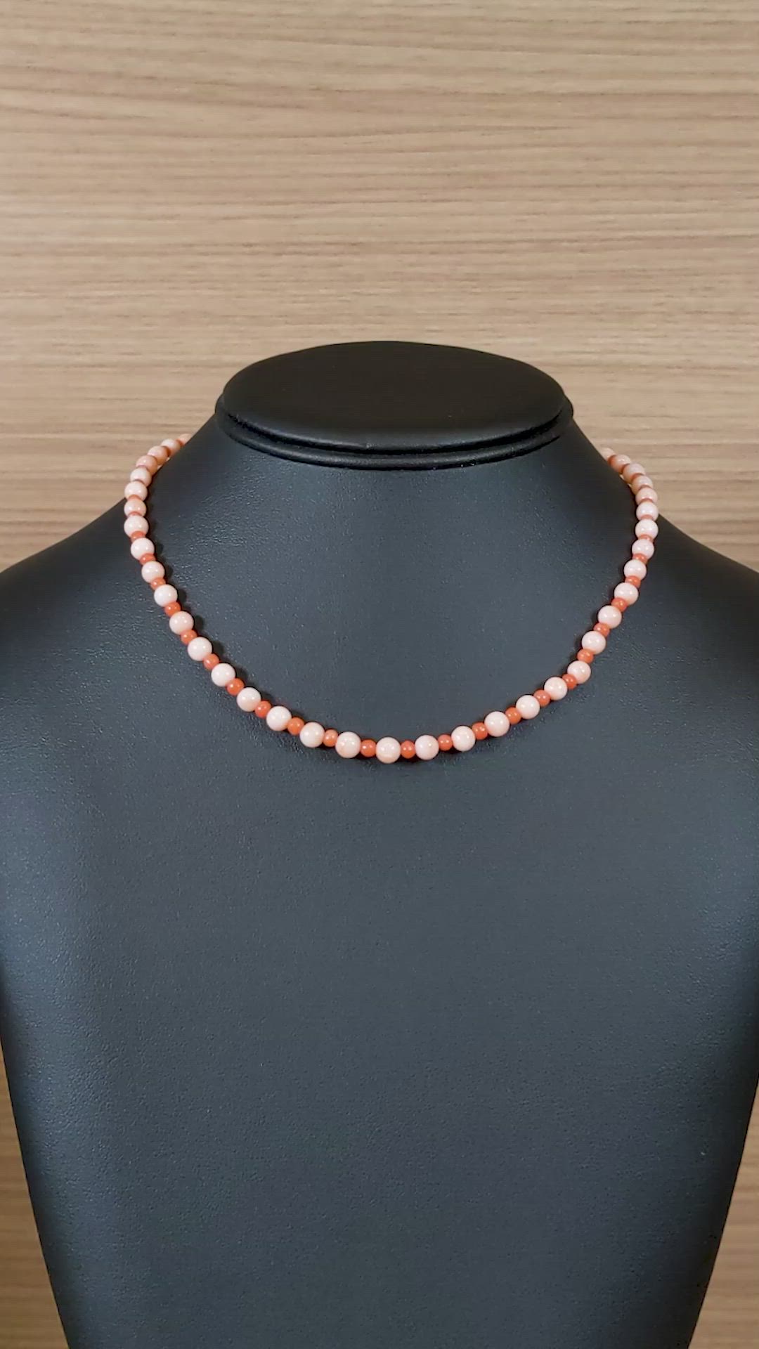 36.02 Ct. Salmon (Orangish Red) Coral Multi Stone Necklace, 18K Yellow Gold Size Video