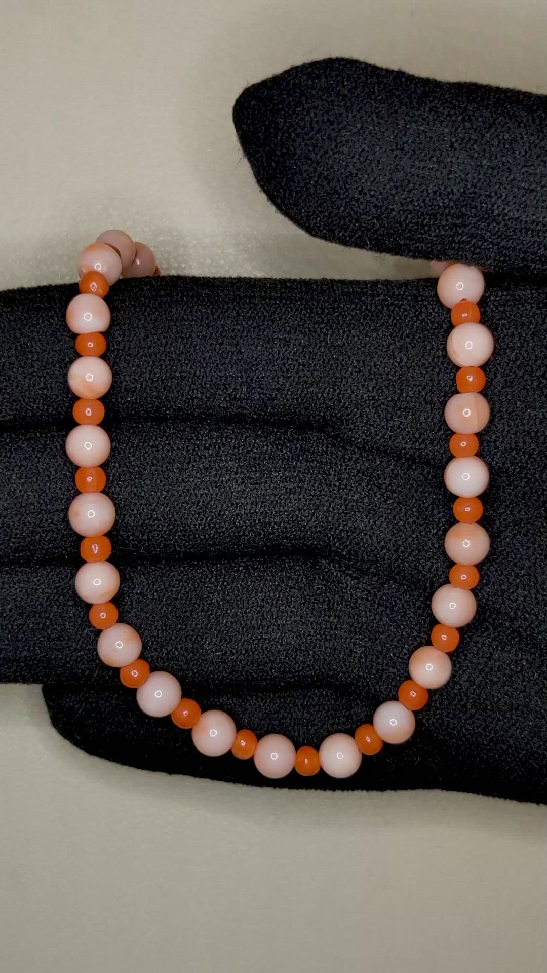 36.02 Ct. Salmon (Orangish Red) Coral Multi Stone Necklace, 18K Yellow Gold Size Video