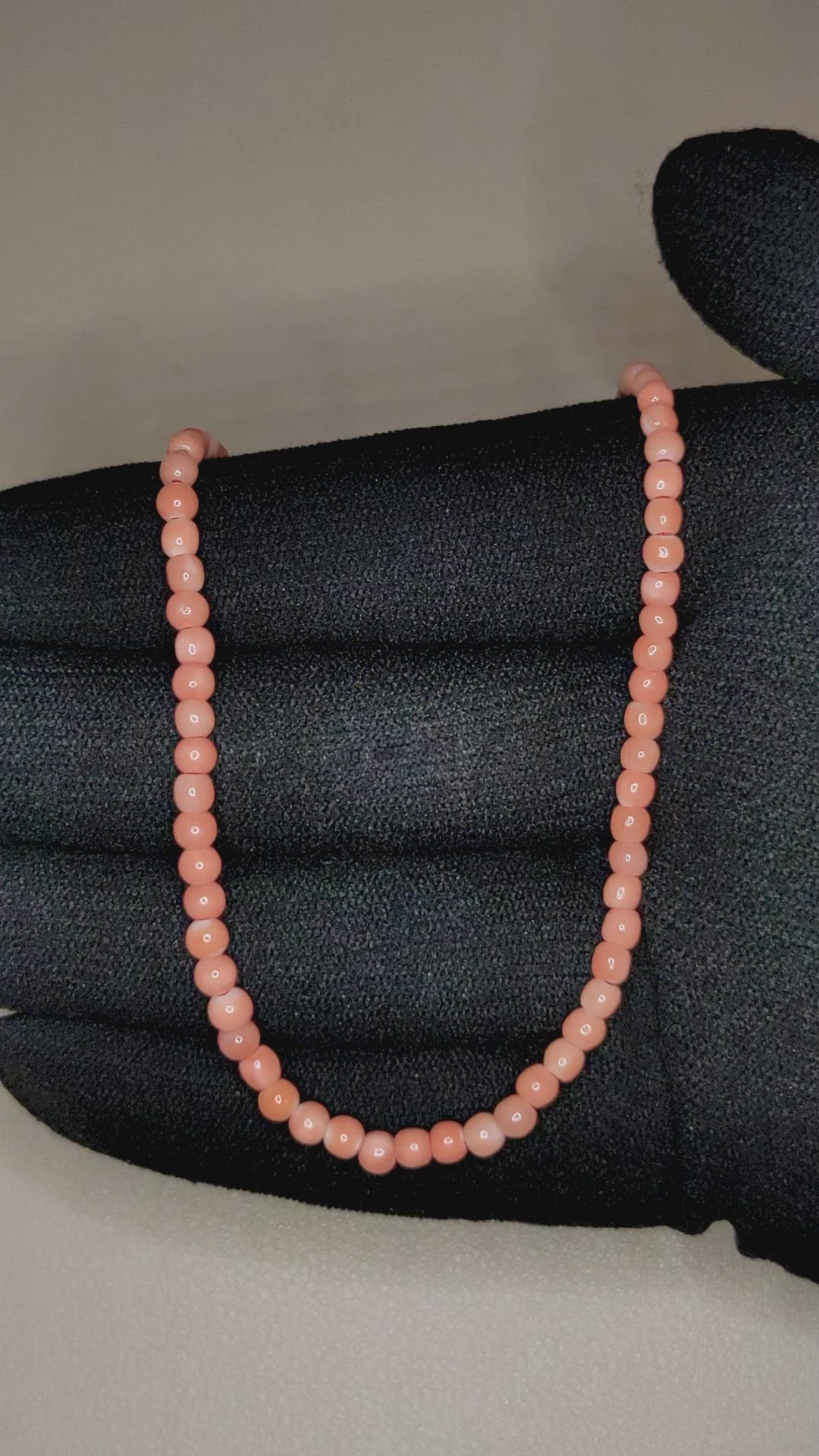 25.00 Ct. Salmon (Orange) Coral Multi Stone Necklace, 18K White Gold Size Video