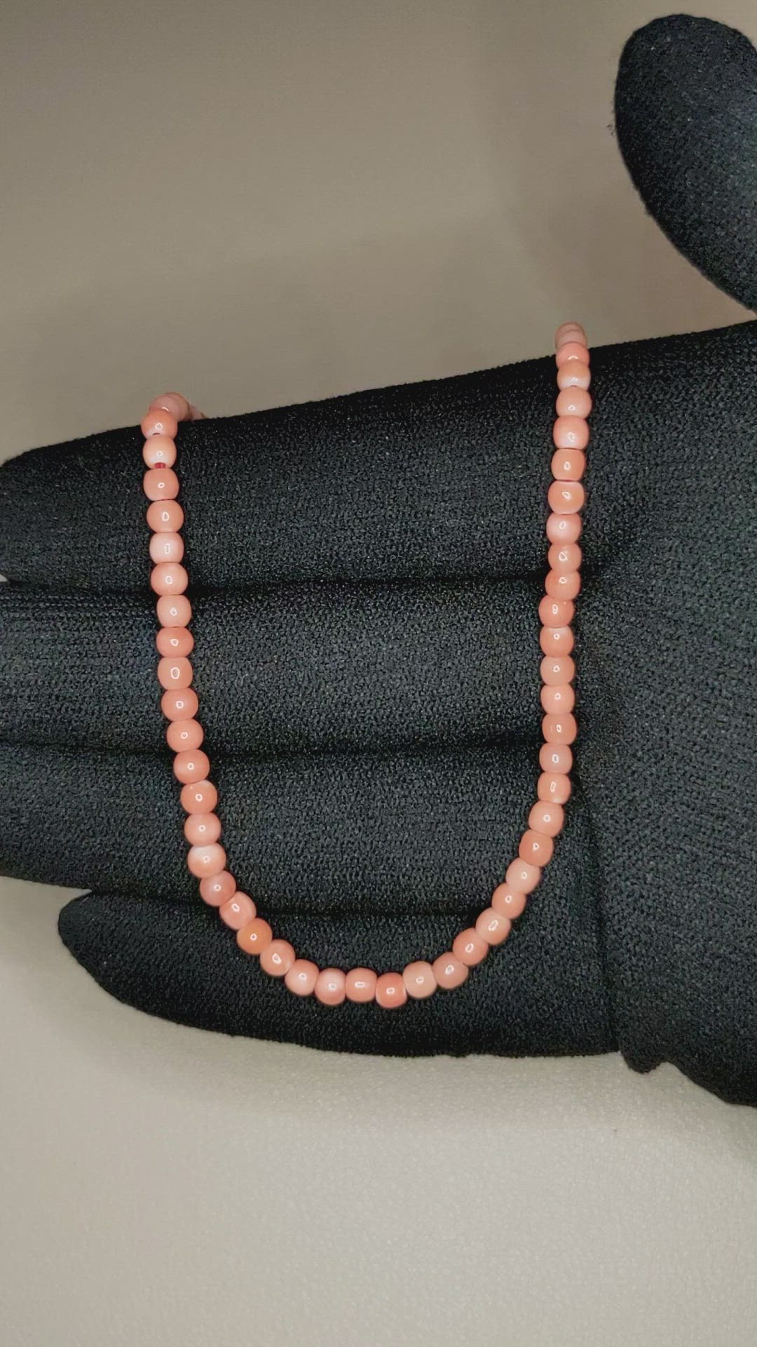 25.00 Ct. Salmon (Orange) Coral Multi Stone Necklace, 18K White Gold Size Video