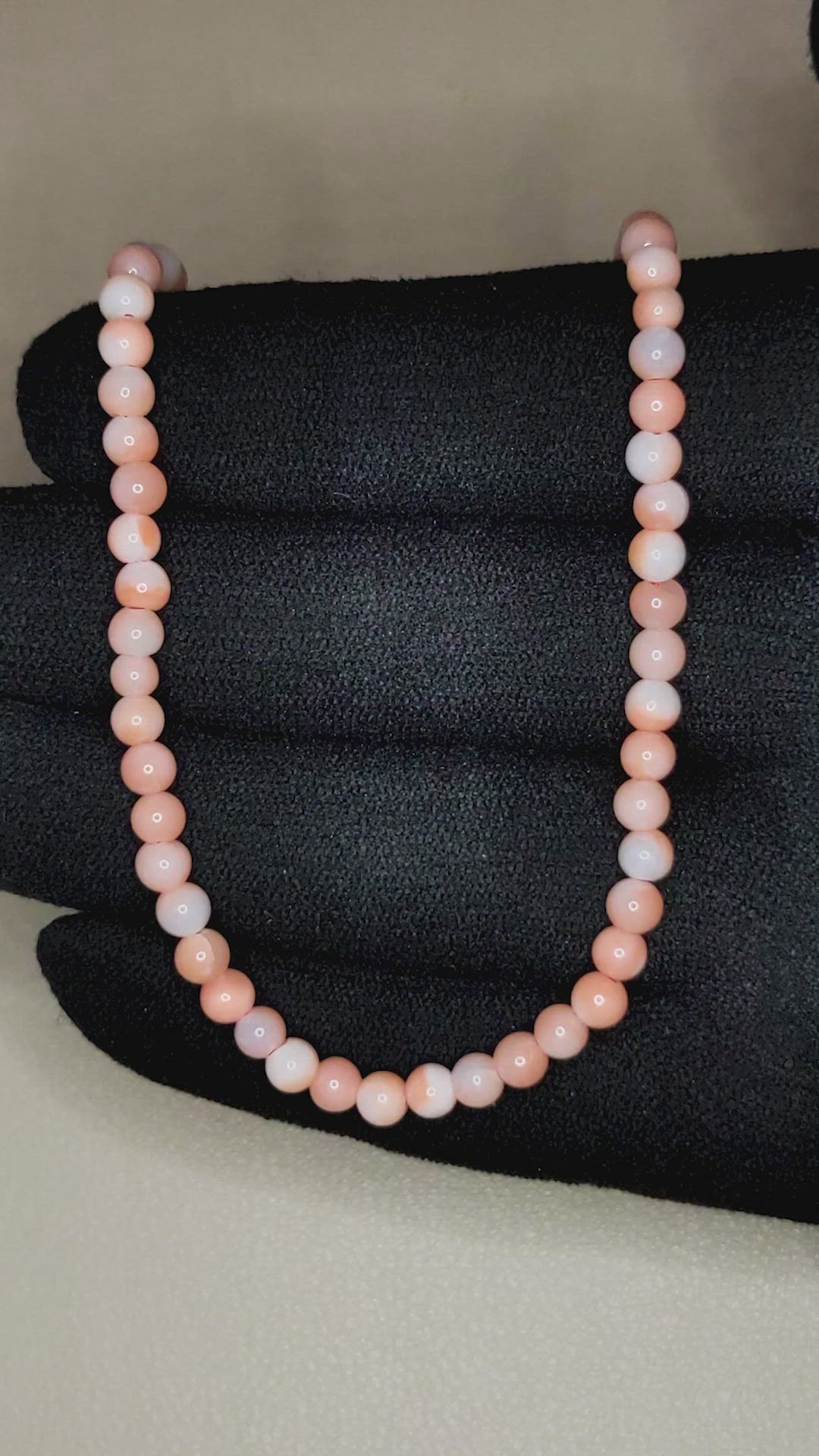47.21 Ct. Salmon (Orange) Coral Multi Stone Necklace, 18K White Gold Size Video