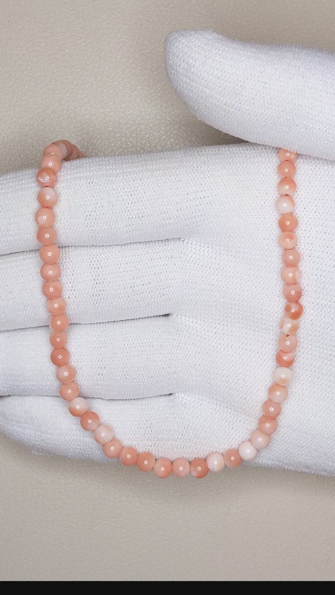 39.14 Ct. Salmon (Orange) Coral Multi Stone Necklace, 18K White Gold Size Video