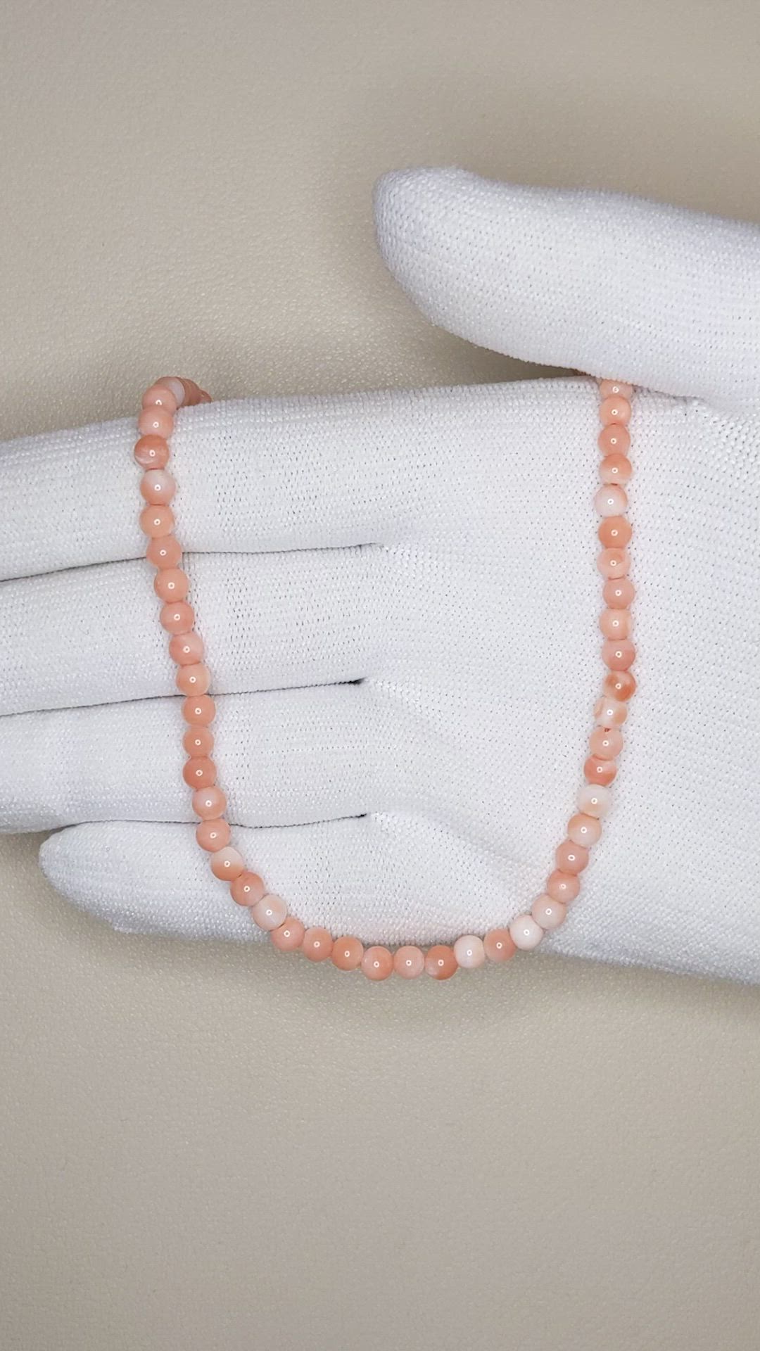 39.14 Ct. Salmon (Orange) Coral Multi Stone Necklace, 18K White Gold Size Video