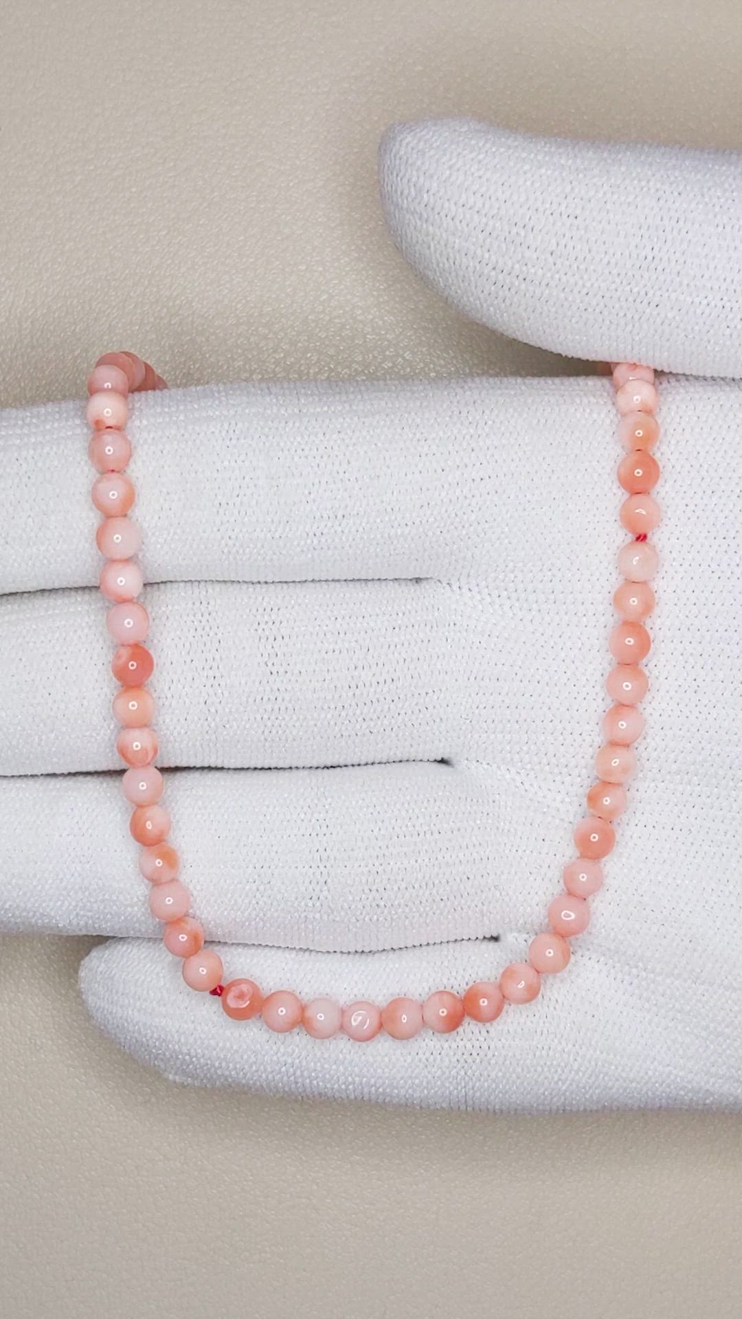 37.26 Ct. Salmon (Orange) Coral Multi Stone Necklace, 18K Yellow Gold Size Video