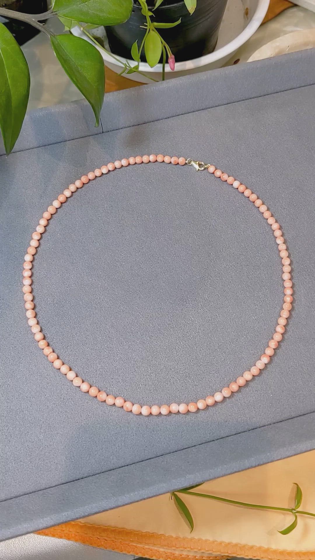 50.18 Ct. Salmon (Orange) Coral Multi Stone Necklace, 18K Yellow Gold Size Video