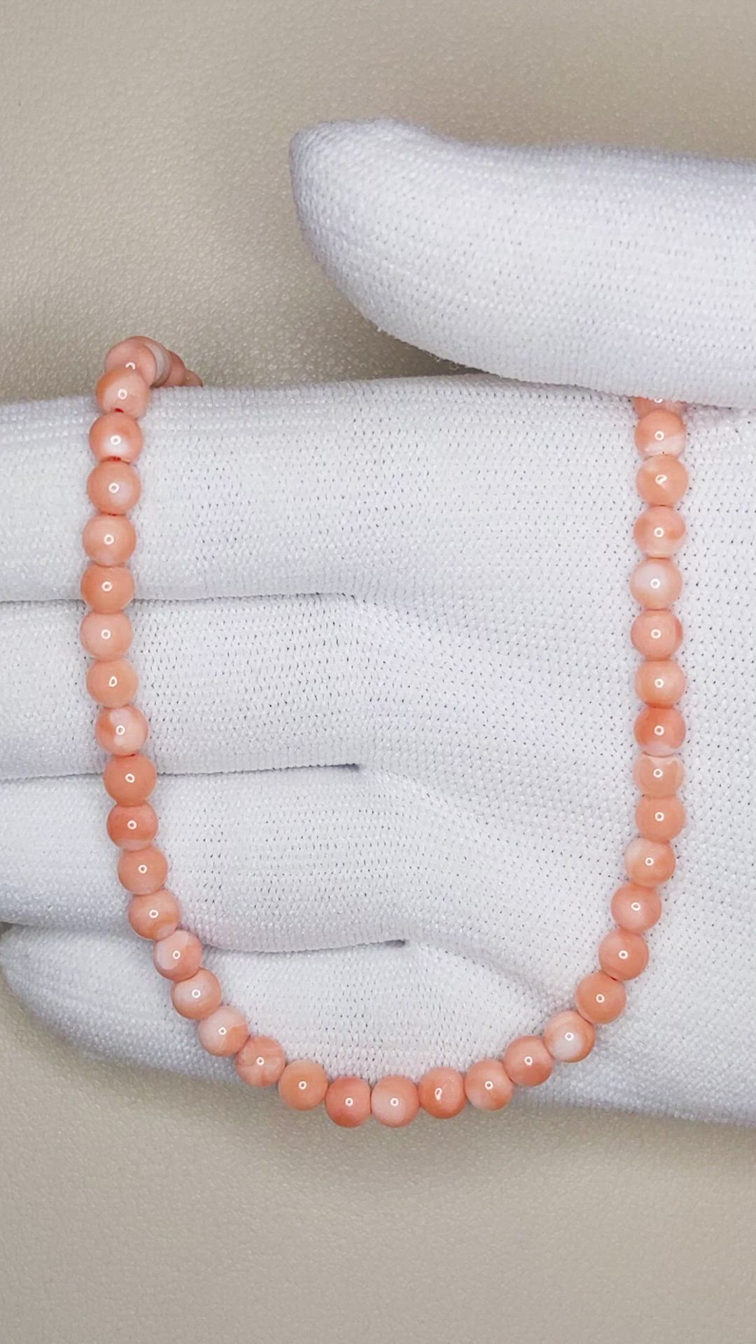 50.18 Ct. Salmon (Orange) Coral Multi Stone Necklace, 18K Yellow Gold Size Video