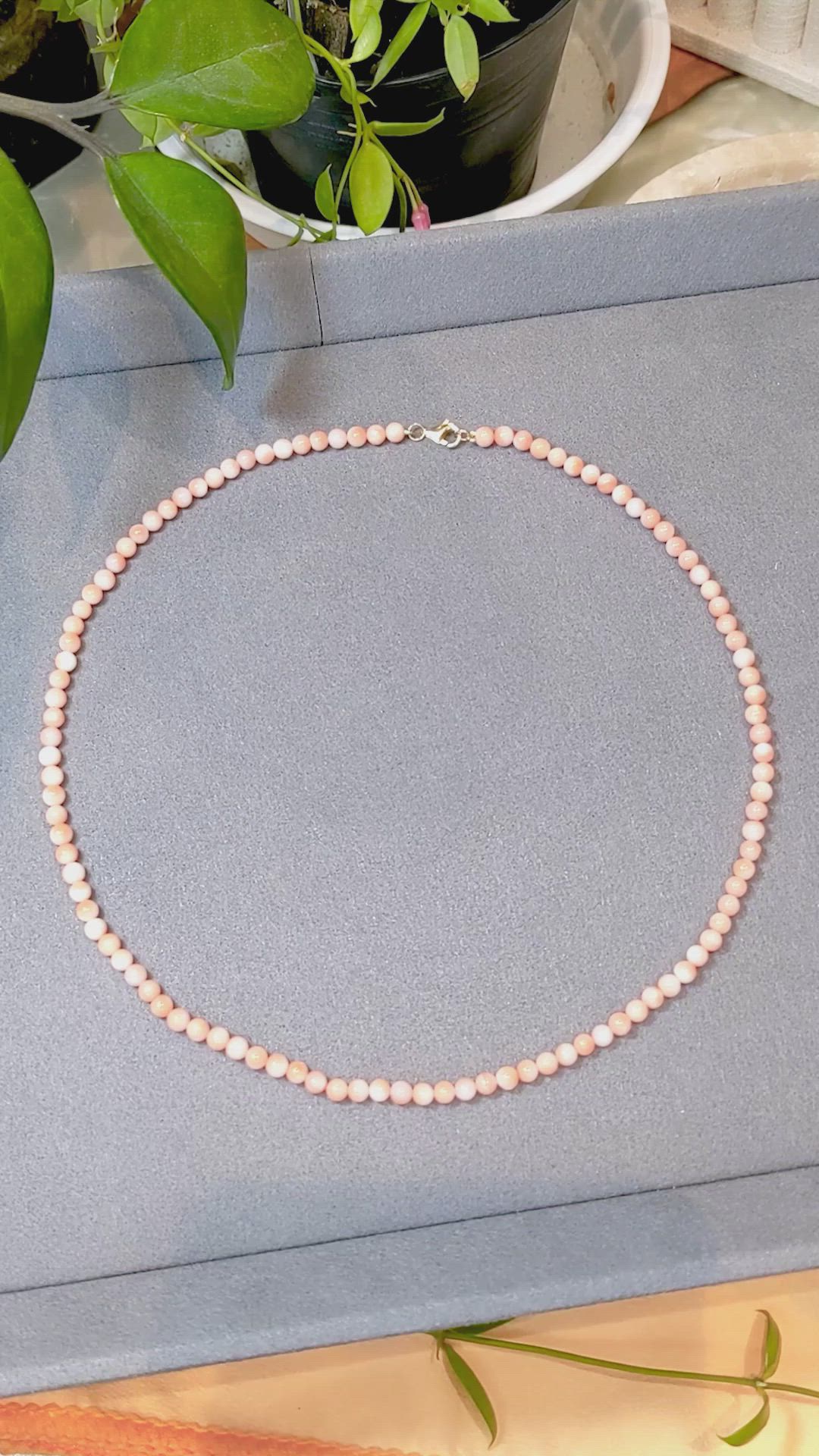 41.47 Ct. Salmon (Orange) Coral Multi Stone Necklace, 18K Yellow Gold Size Video