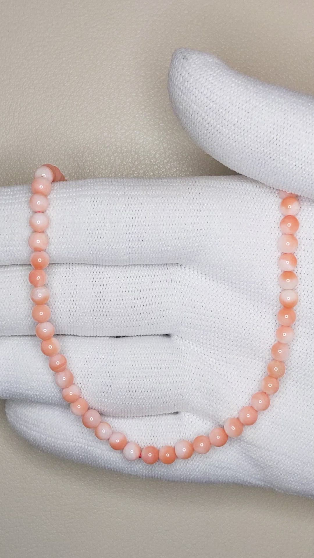 41.47 Ct. Salmon (Orange) Coral Multi Stone Necklace, 18K Yellow Gold Size Video