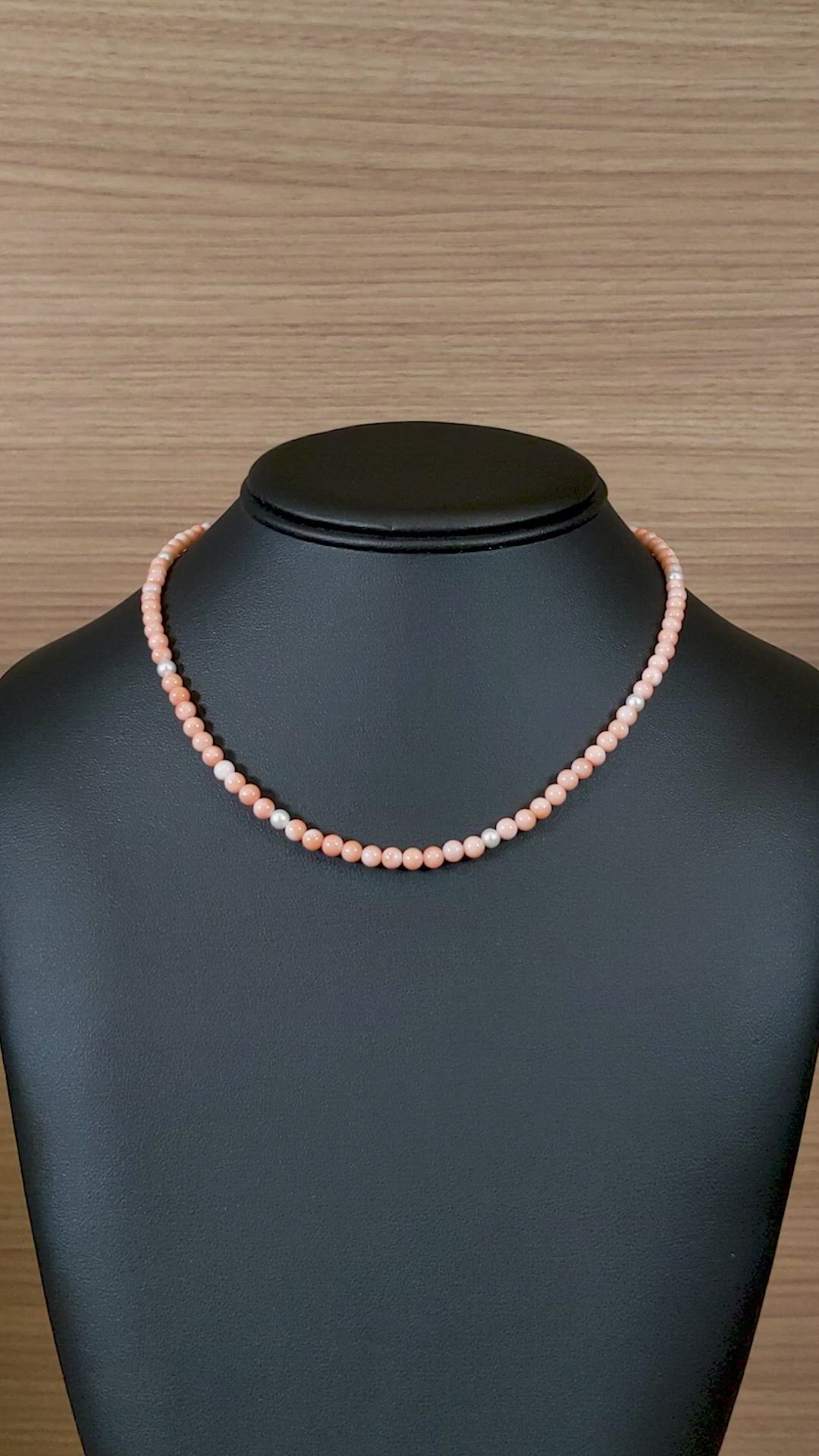 50.83 Ct.Tw.Total Carat Weight Salmon (Orange) Coral and White Freshwater Pearl Multi Stone Necklace, 18K Yellow Gold Size Video