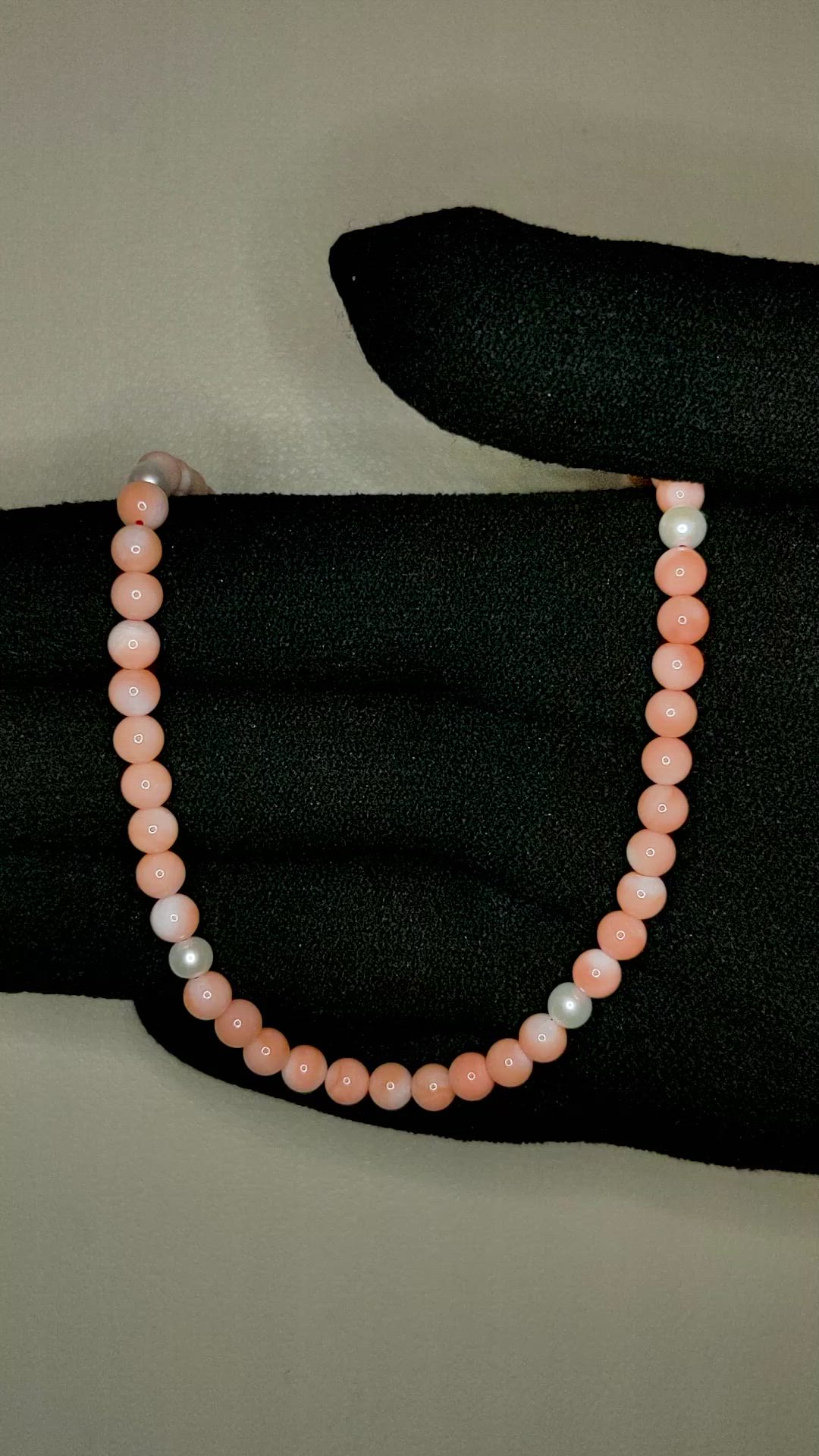 50.83 Ct.Tw.Total Carat Weight Salmon (Orange) Coral and White Freshwater Pearl Multi Stone Necklace, 18K Yellow Gold Size Video